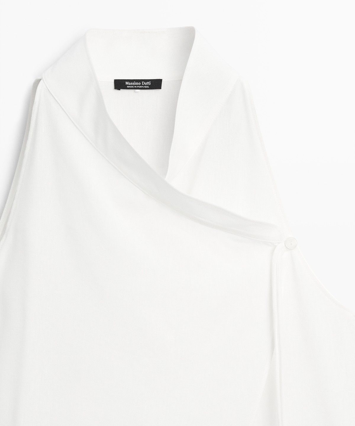 마시모두띠(MASSIMO DUTTI) 린넨 블렌드 크로스 홀터넥 플루이드 탑