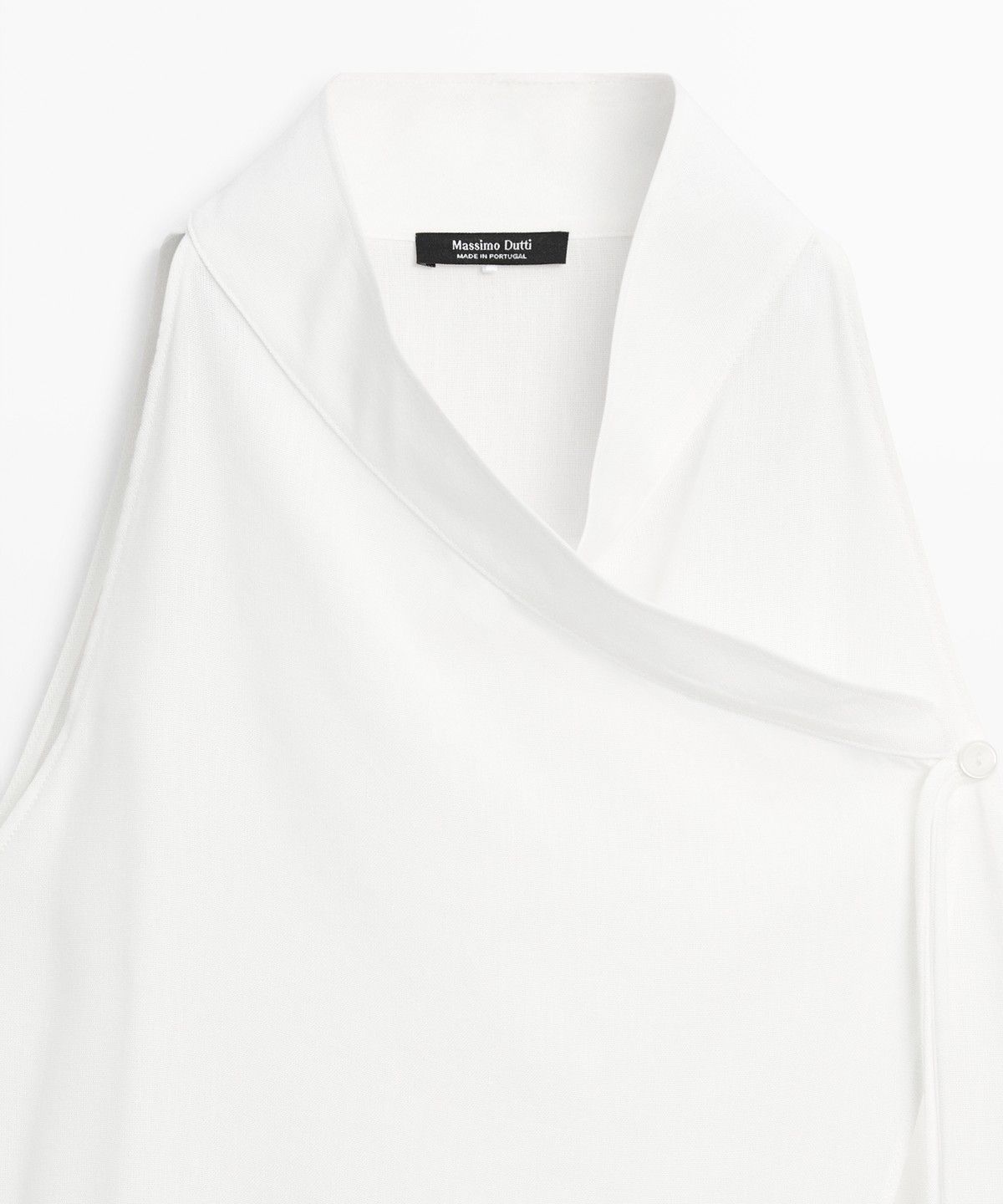 마시모두띠(MASSIMO DUTTI) 린넨 블렌드 크로스 홀터넥 플루이드 탑