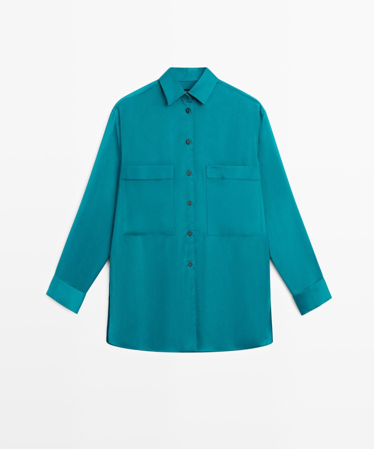 마시모두띠(MASSIMO DUTTI) 포켓 디테일 루즈핏 새틴 셔츠