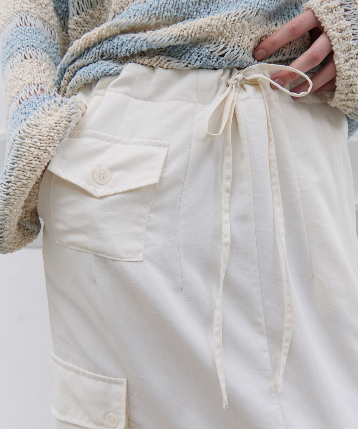 토아베(TOAVE) Three-Pocket Nylon Long Skirt (Cream)
