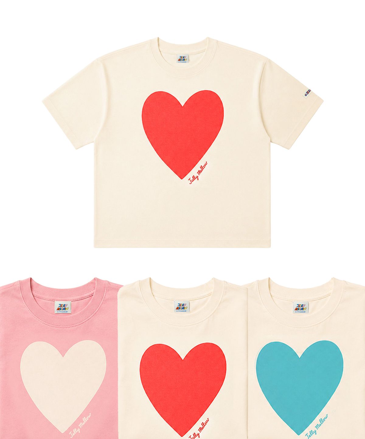젤리멜로(JELLY MALLOW) 하트 숏 슬리브 티셔츠 키즈_3color