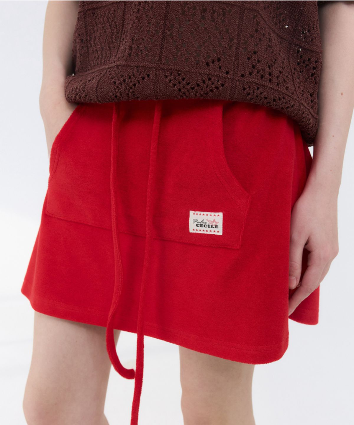 지비에이치 어패럴(GBH APPAREL) TERRY MINI SKIRT / RED