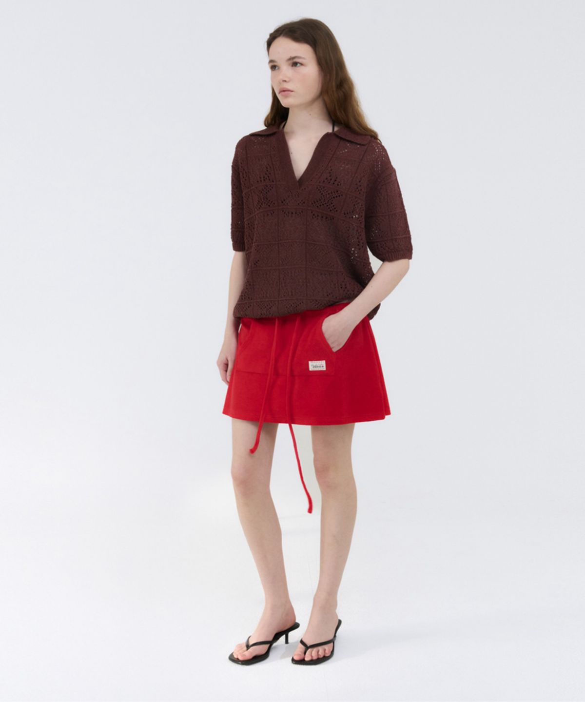 지비에이치 어패럴(GBH APPAREL) TERRY MINI SKIRT / RED