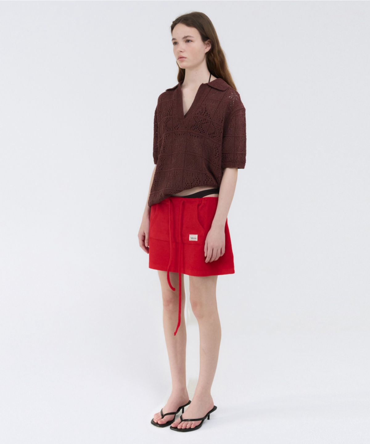 지비에이치 어패럴(GBH APPAREL) CROCHET KNIT COLLAR TOP / BROWN