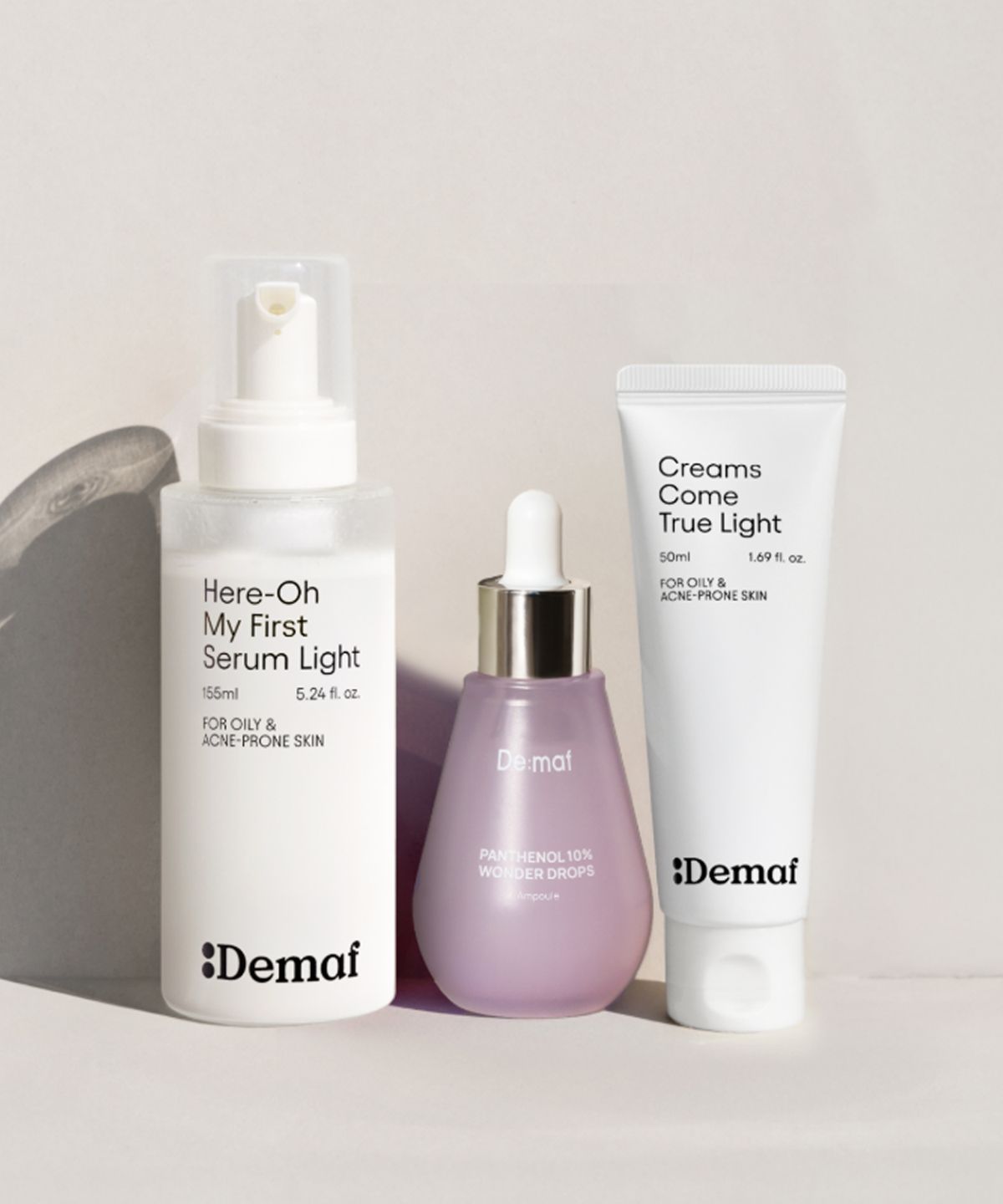 디마프(DEMAF) [지성/복합성] 트러블 진정 루틴(만능기초 라이트 155ml 1개+판테놀 10% 앰플 60ml 1개+크컴츄 라이트 50ml 1개)
