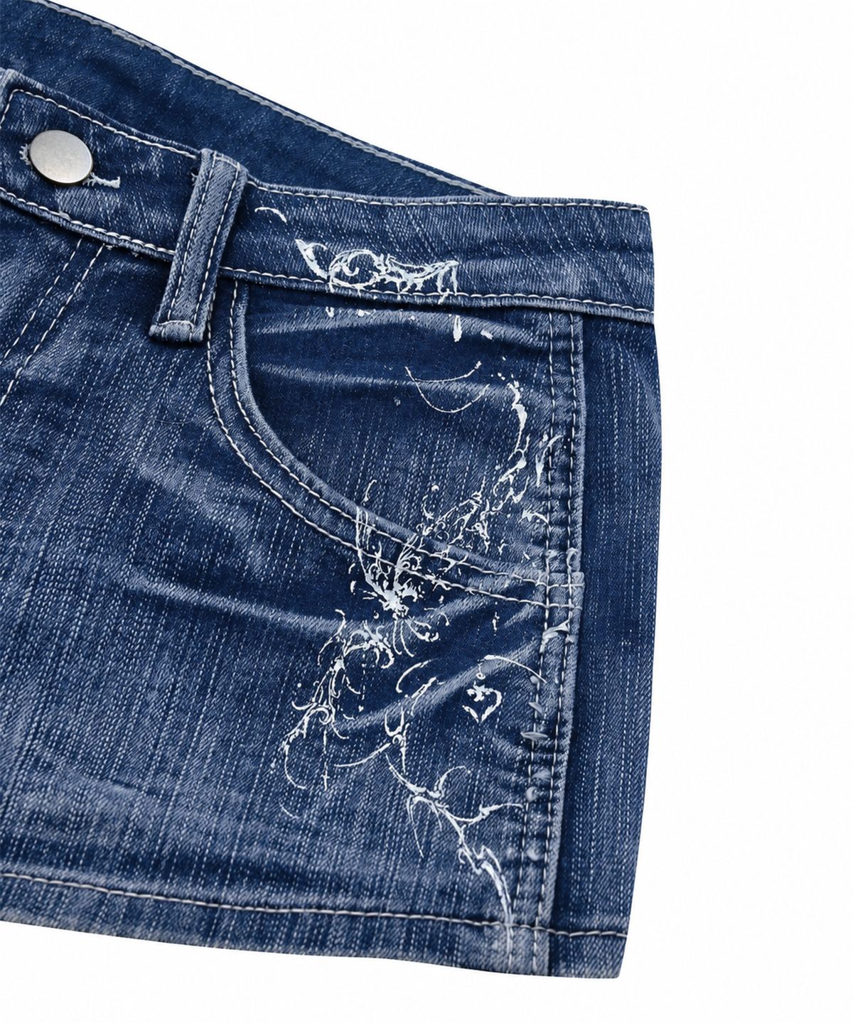 길라아카이브(GILAARCHIVE) TATTOOED GRAPHIC DENIM SHORTS_BLUE