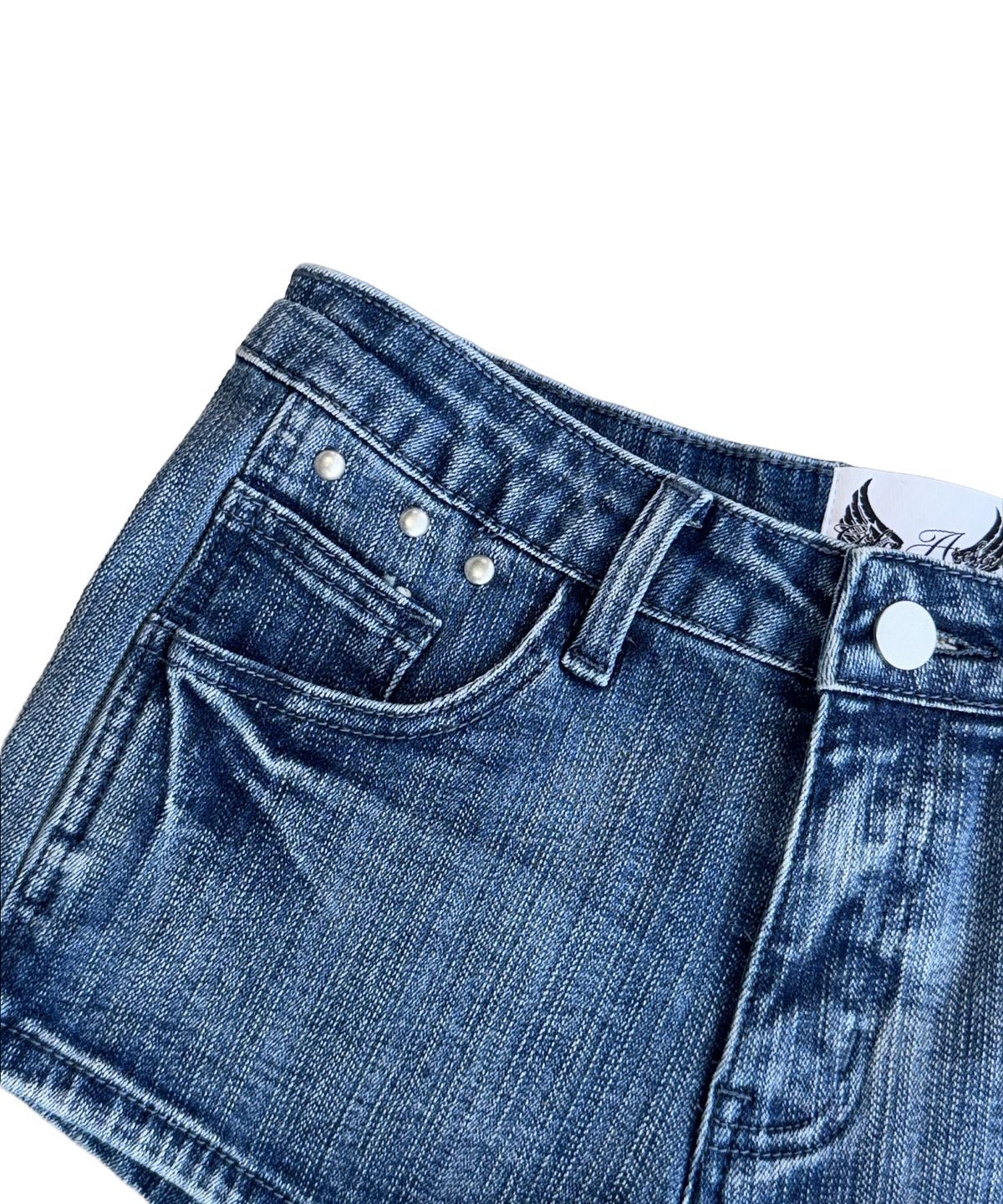 길라아카이브(GILAARCHIVE) TATTOOED GRAPHIC DENIM SHORTS_BLUE