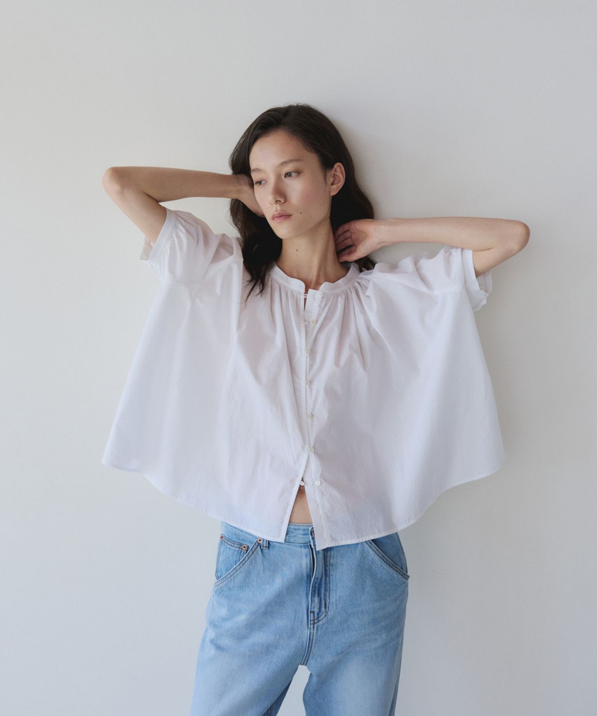 이어닝(YEARNING) DRAPE RAGLAN BLOUSE, WHITE