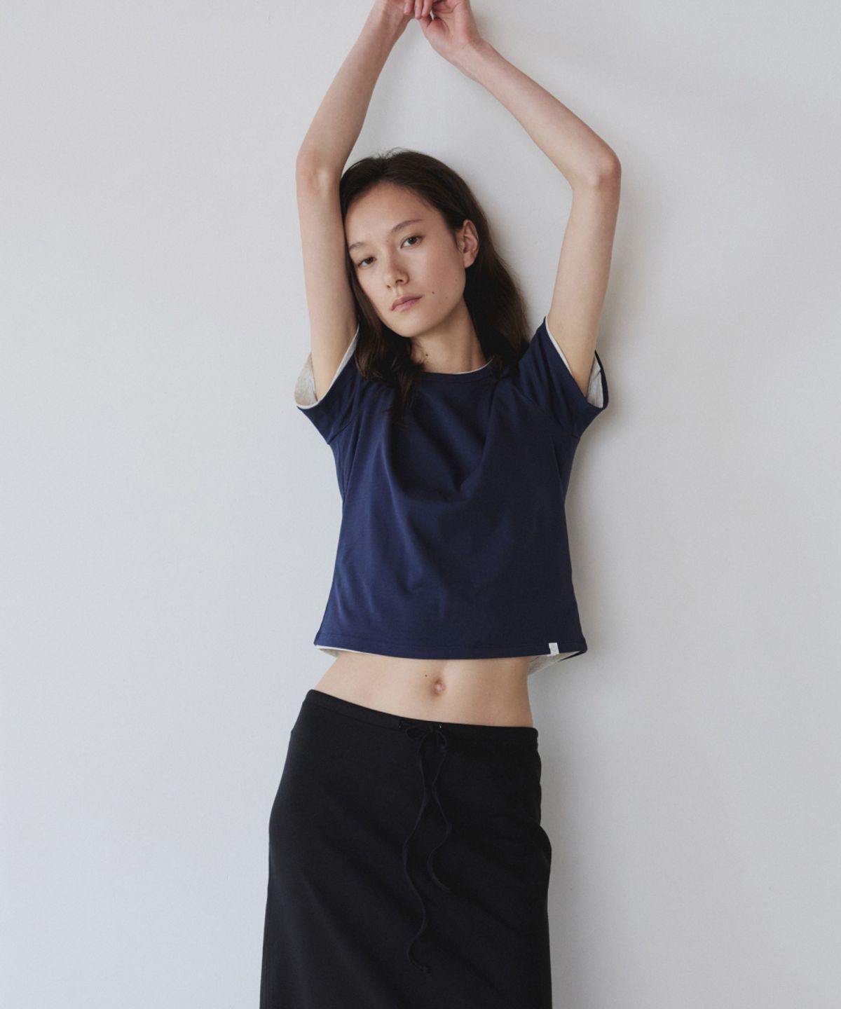 이어닝(YEARNING) ESSENTIAL RIB SLIM TEE, NAVY