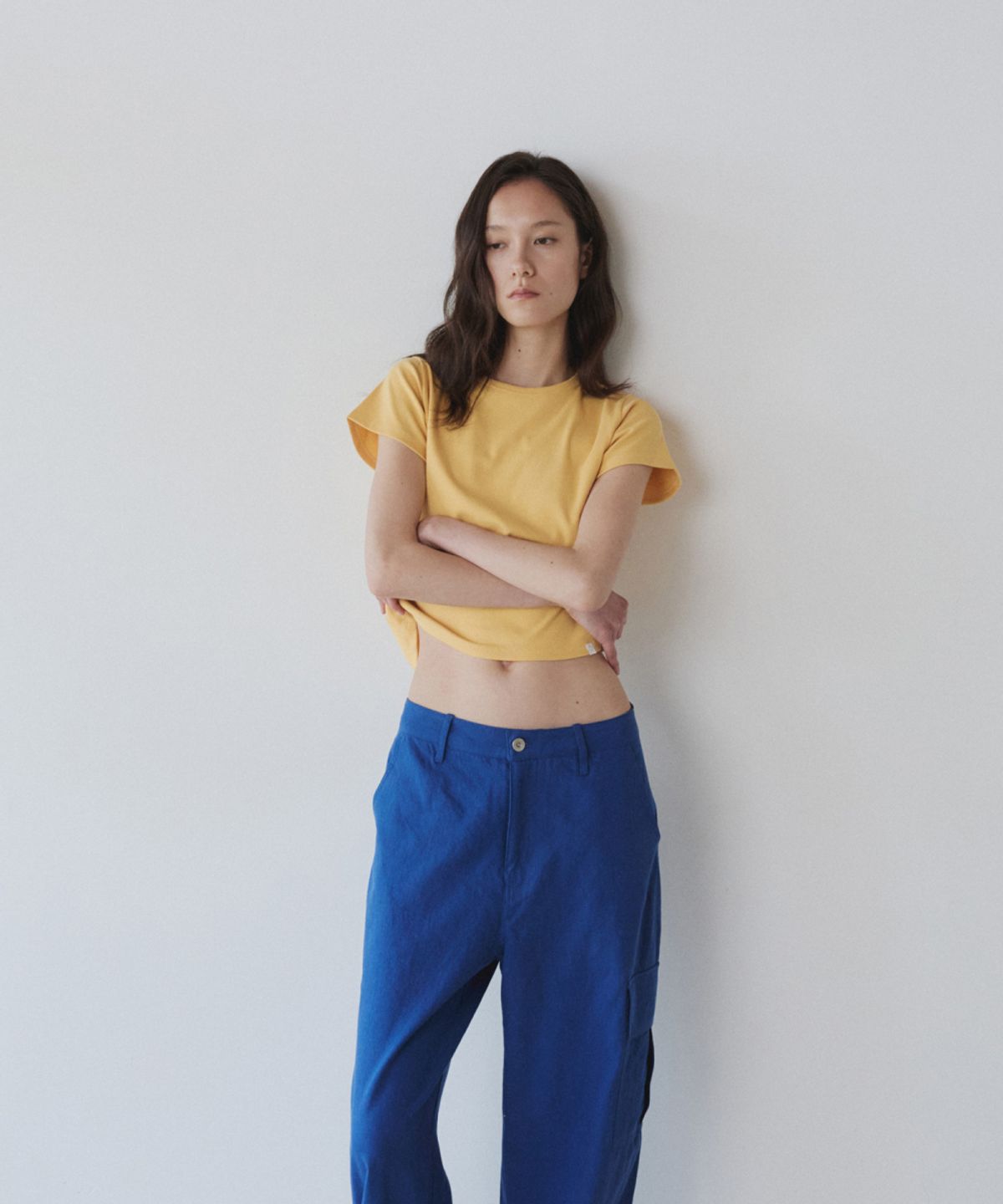 이어닝(YEARNING) ESSENTIAL RIB SLIM TEE, YELLOW