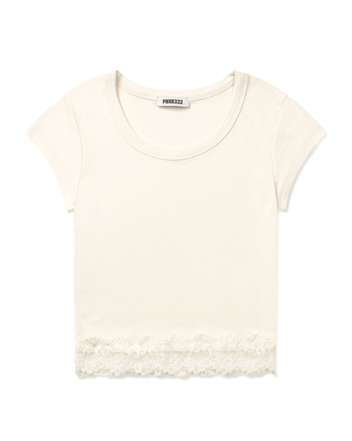 포스333(PHOS333) W Slim Fit Lace T-Shirt/Ivory
