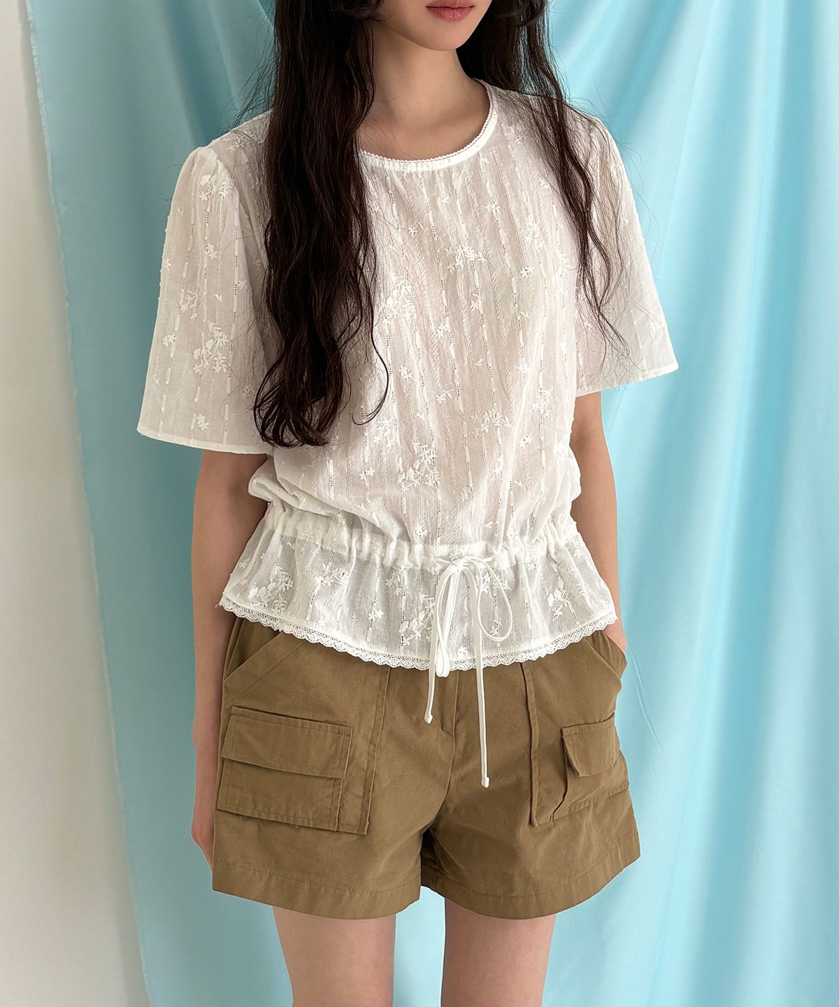 모의(MOUI) Garden lace blouse (IVORY)