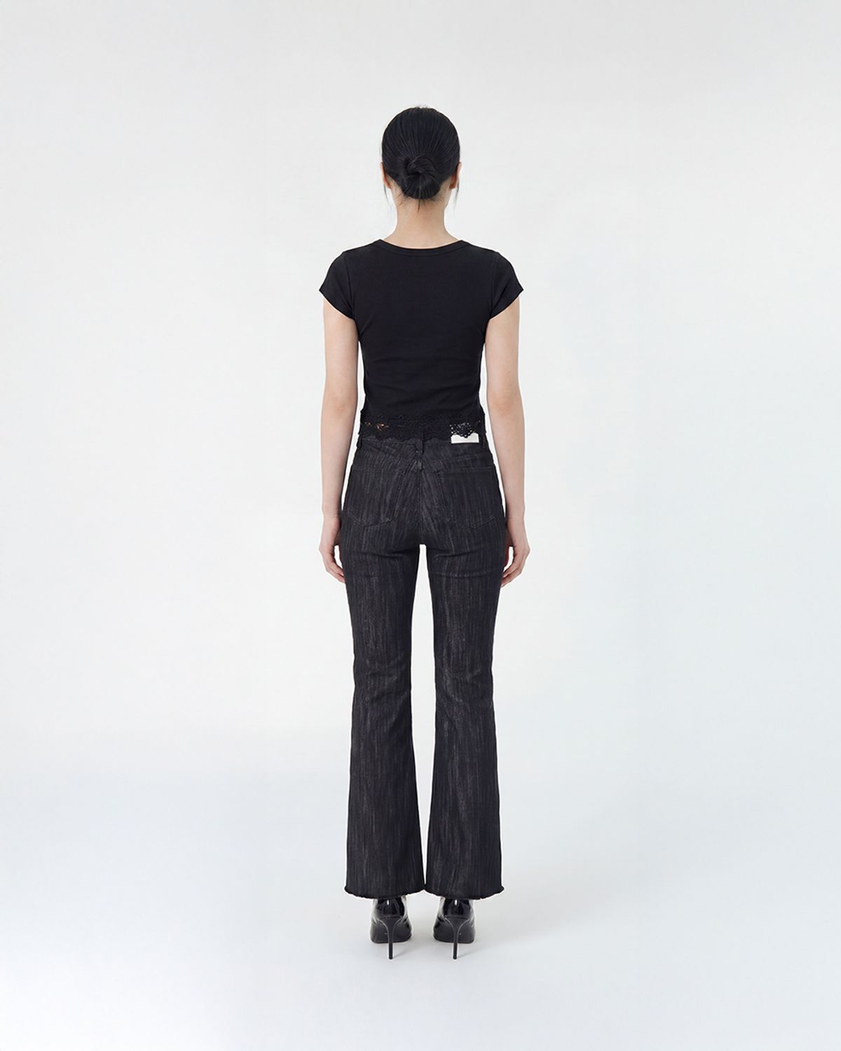 포스333(PHOS333) W Slim Fit Lace T-Shirt/Black