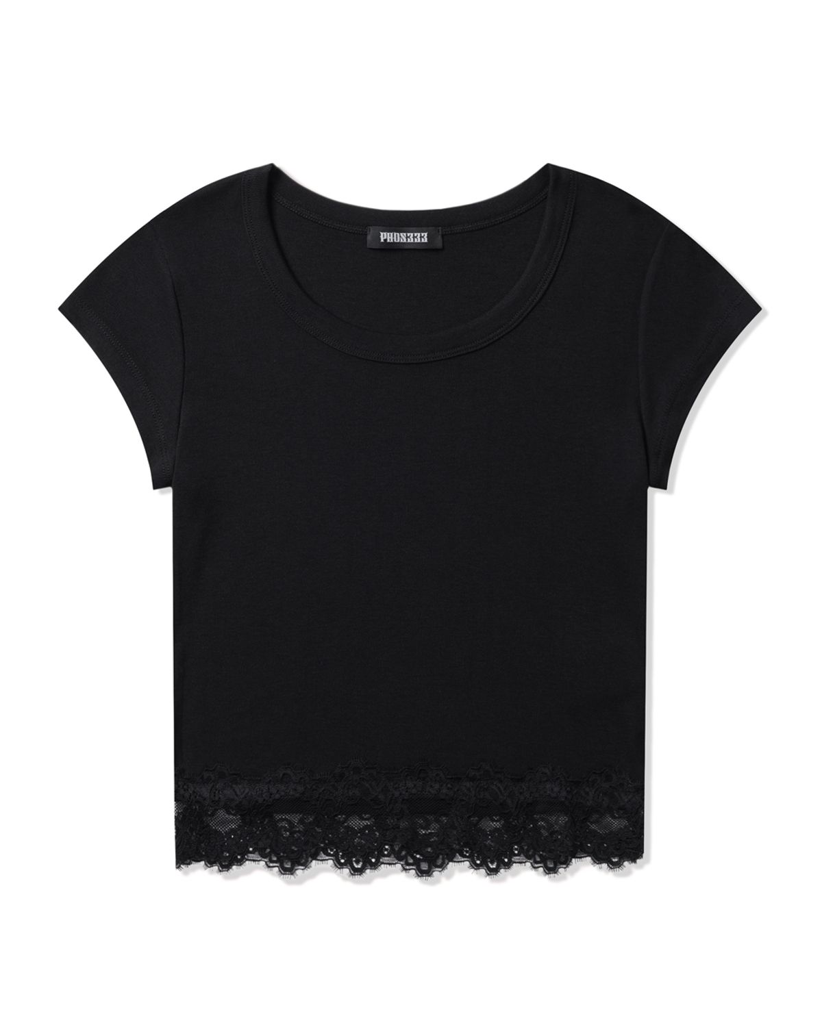 포스333(PHOS333) W Slim Fit Lace T-Shirt/Black
