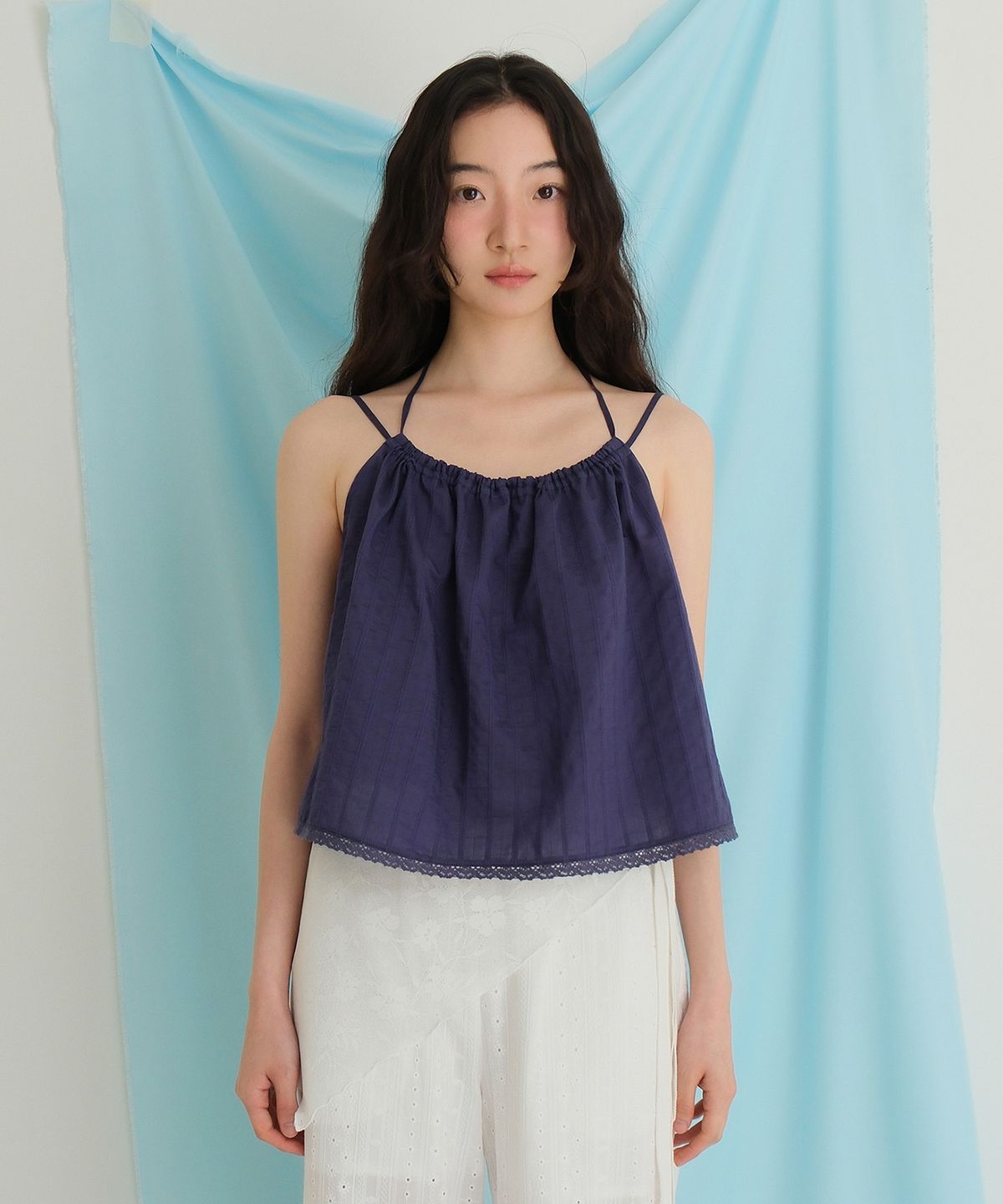 모의(MOUI) Heidi halter blouse (D/BLUE)