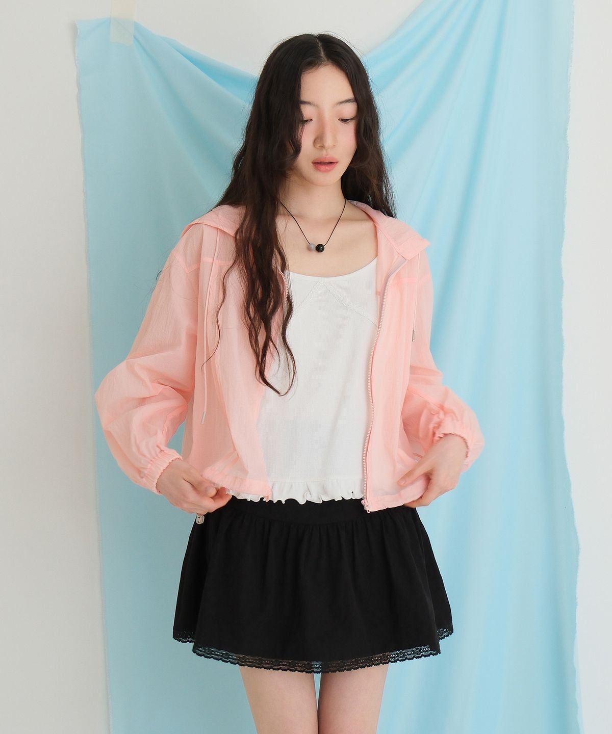모의(MOUI) Frill ribbed sleeveless Tee (IVORY)