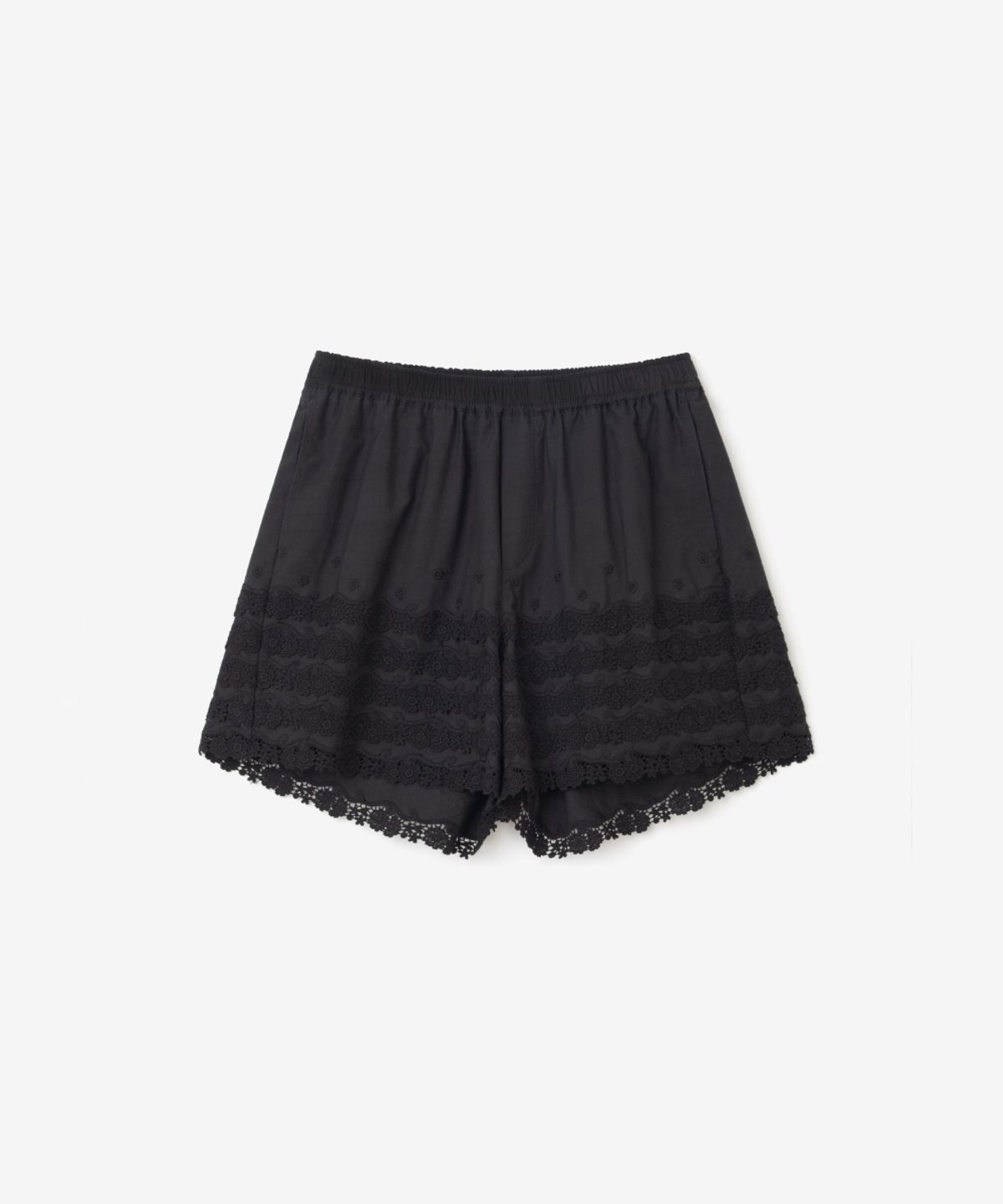 이어닝(YEARNING) LACE TRIM BANDING SHORTS, BLACK