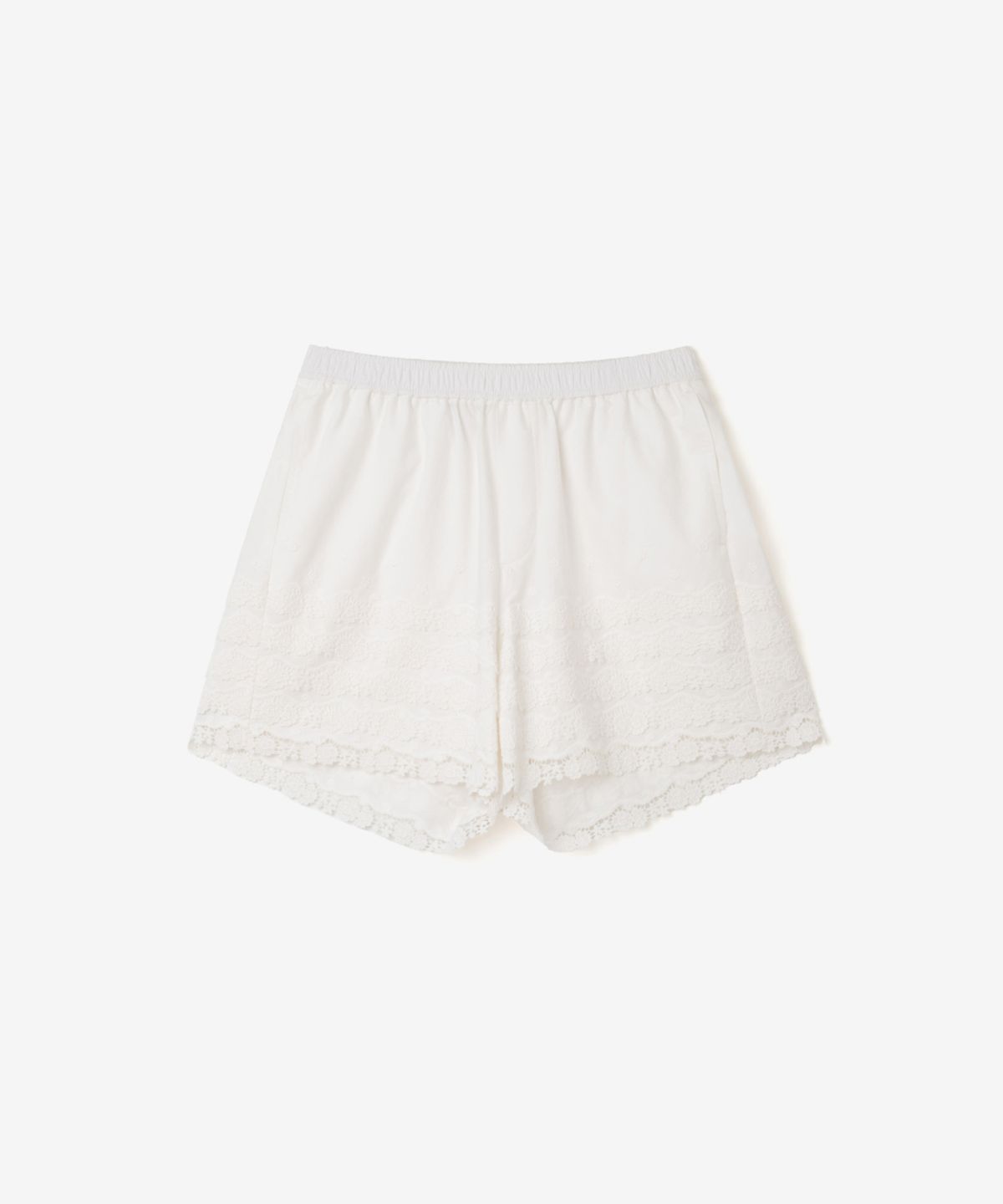 이어닝(YEARNING) LACE TRIM BANDING SHORTS, WHITE