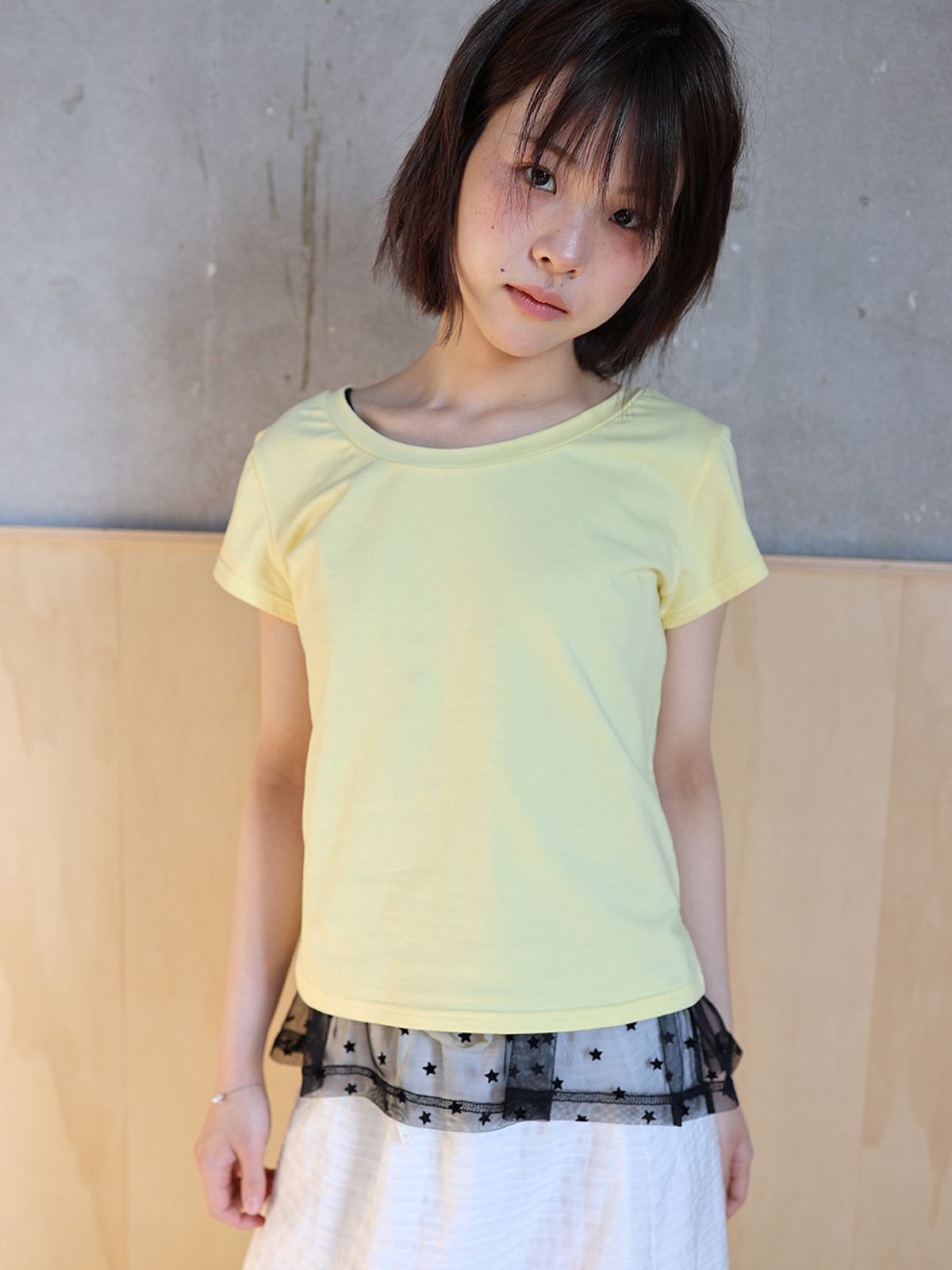 무음(MUWM) 스쿱 베이직 티 + 메쉬 탑 세트 Scoop Basic Tee + Mesh Top Set (9 Colors)