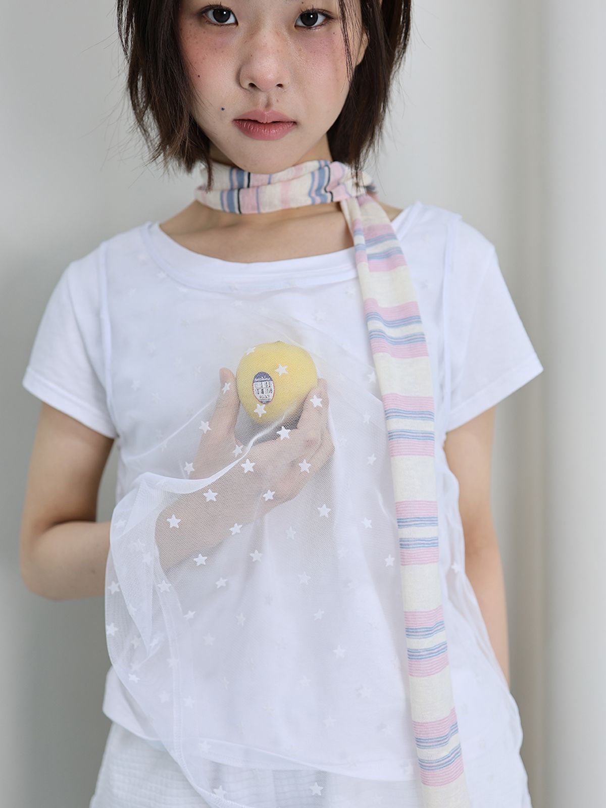 무음(MUWM) 스쿱 베이직 티 + 메쉬 탑 세트 Scoop Basic Tee + Mesh Top Set (9 Colors)
