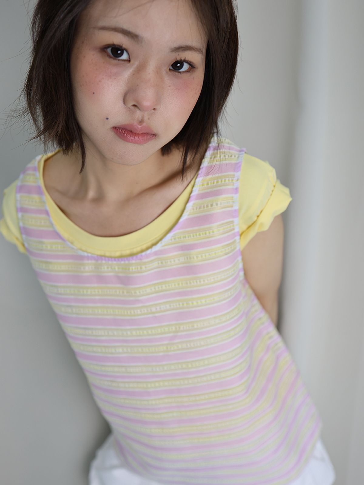 무음(MUWM) 스쿱 베이직 티 + 메쉬 탑 세트 Scoop Basic Tee + Mesh Top Set (9 Colors)