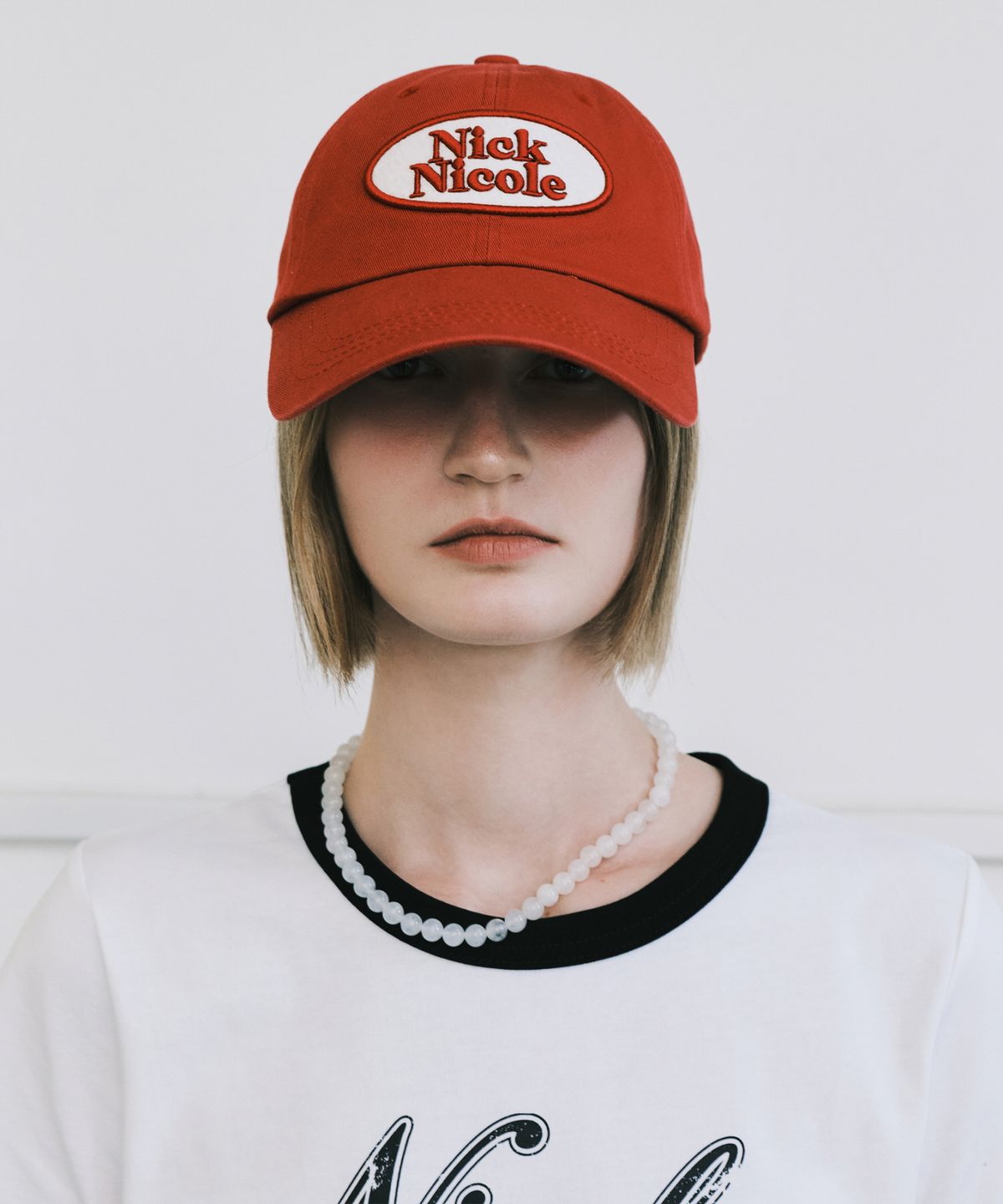 닉앤니콜(NICK&NICOLE) OVAL WAPPEN BALL CAP_RED
