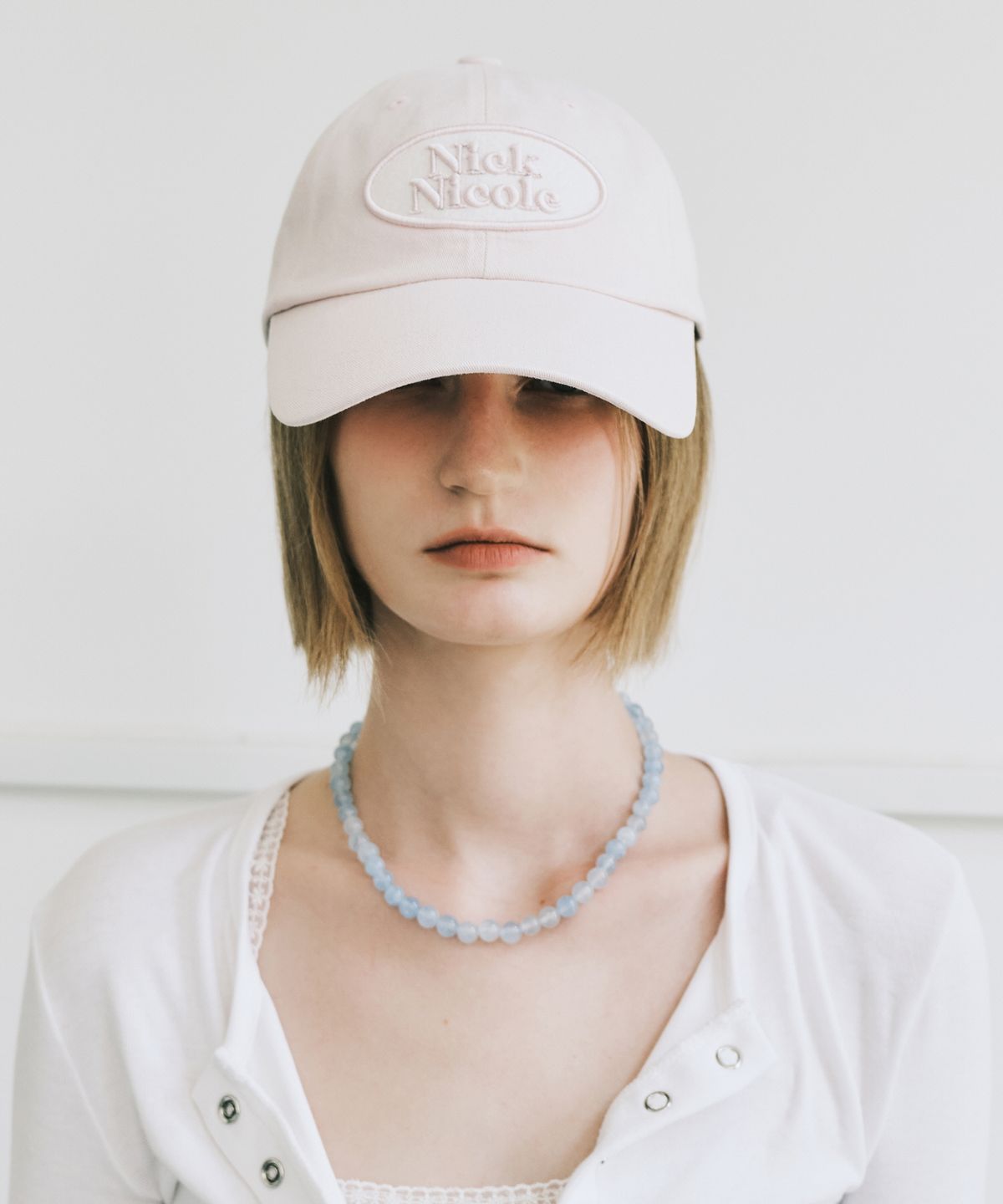 닉앤니콜(NICK&NICOLE) OVAL WAPPEN BALL CAP_PASTEL PINK
