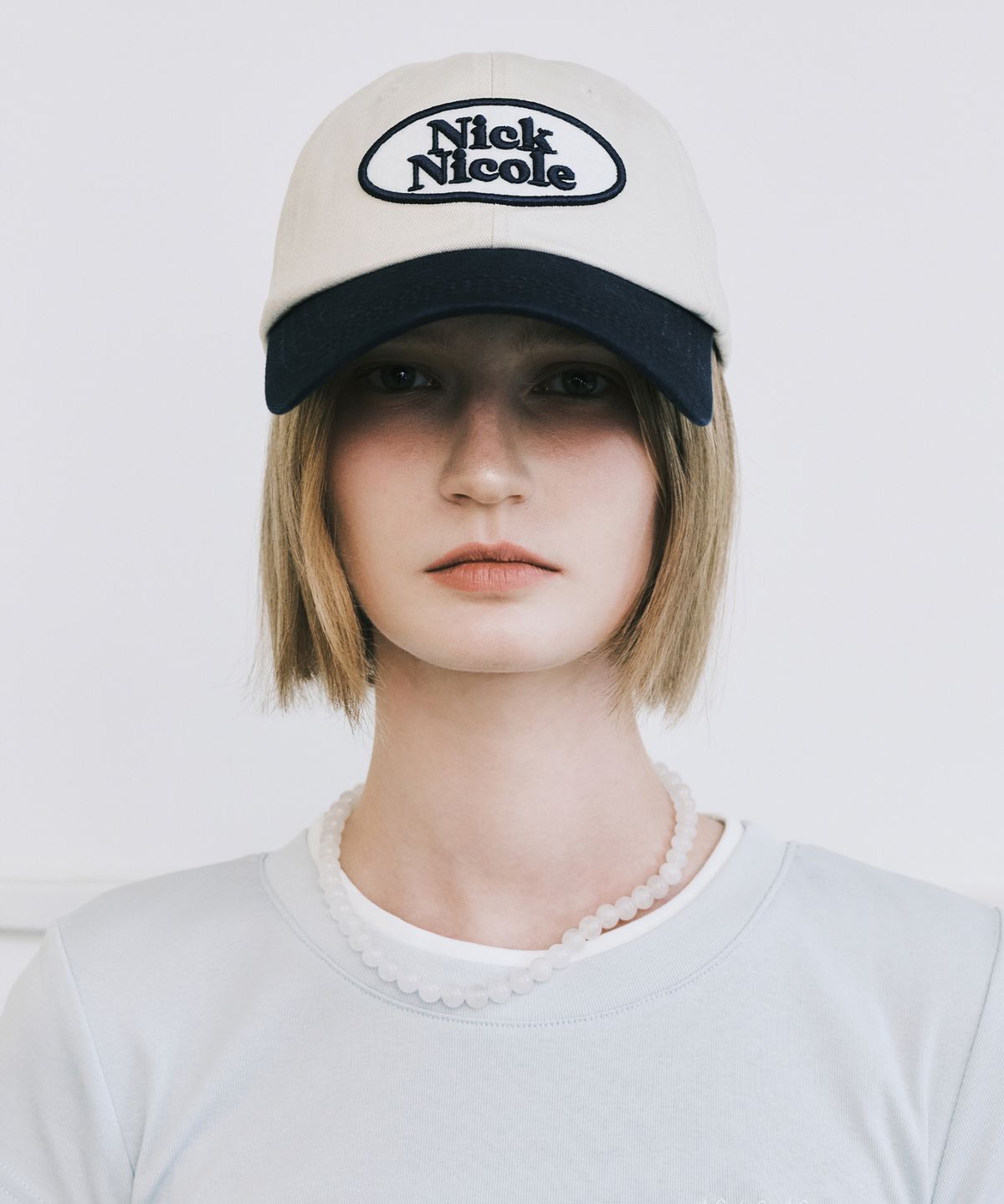 닉앤니콜(NICK&NICOLE) OVAL WAPPEN BALL CAP_TWOTONE NAVY