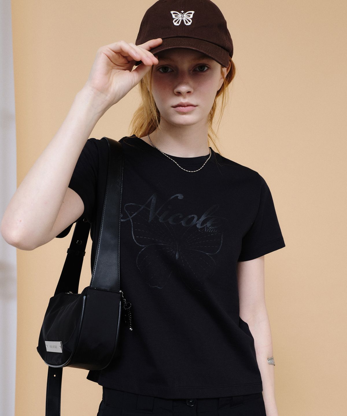 닉앤니콜(NICK&NICOLE) MINI BUTTERFLY BLINK BALL CAP_BROWN CREAM