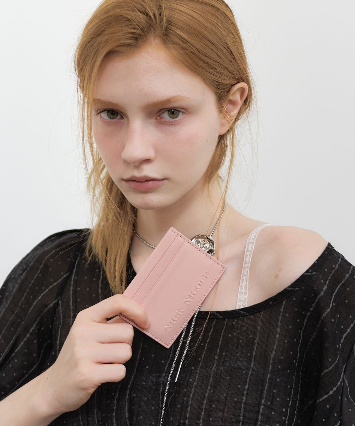 닉앤니콜(NICK&NICOLE) EMBOSSED LEATHER CARD WALLET_PINK