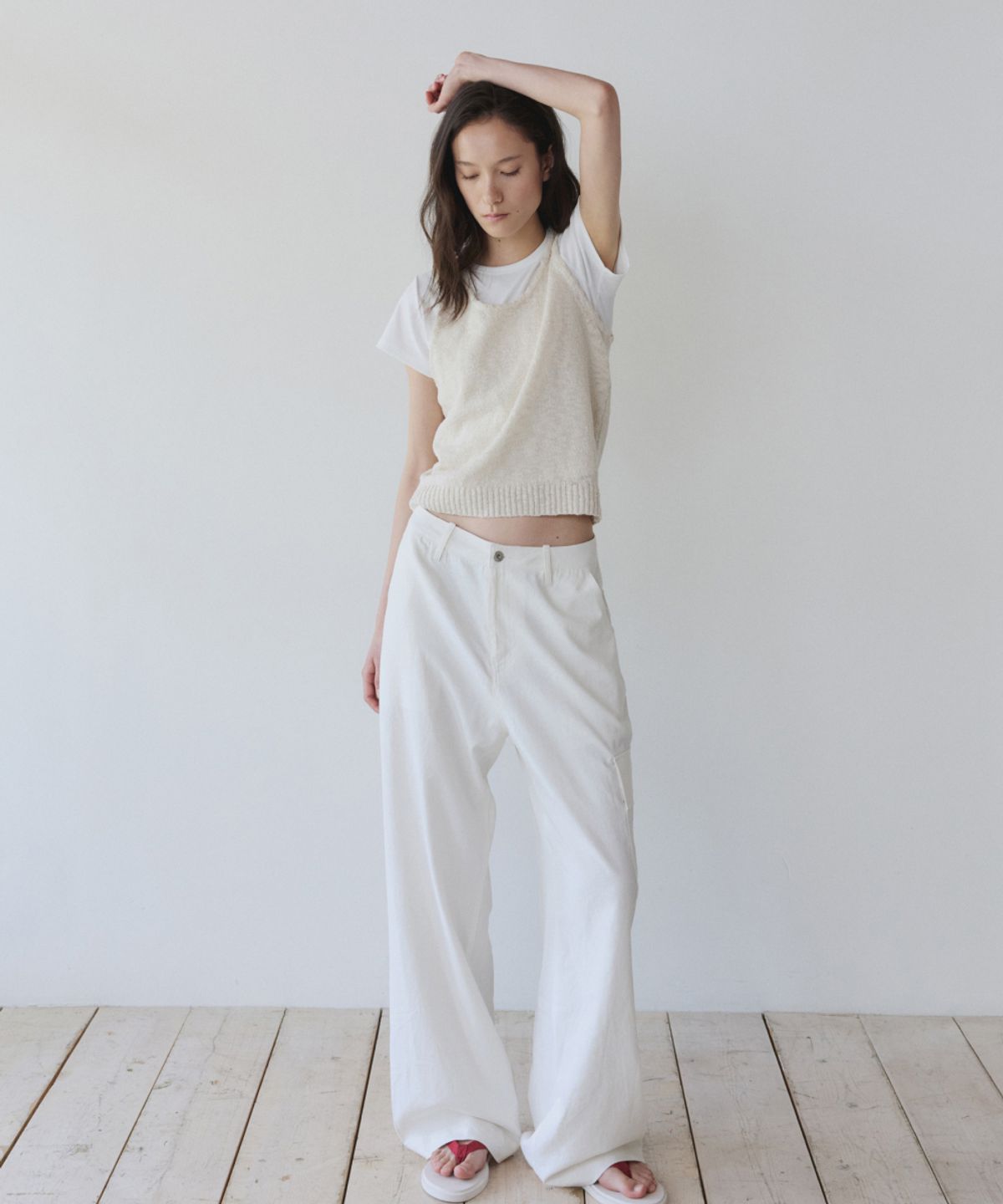 이어닝(YEARNING) COTTON SLUB KNIT SLEEVELESS, ECRU