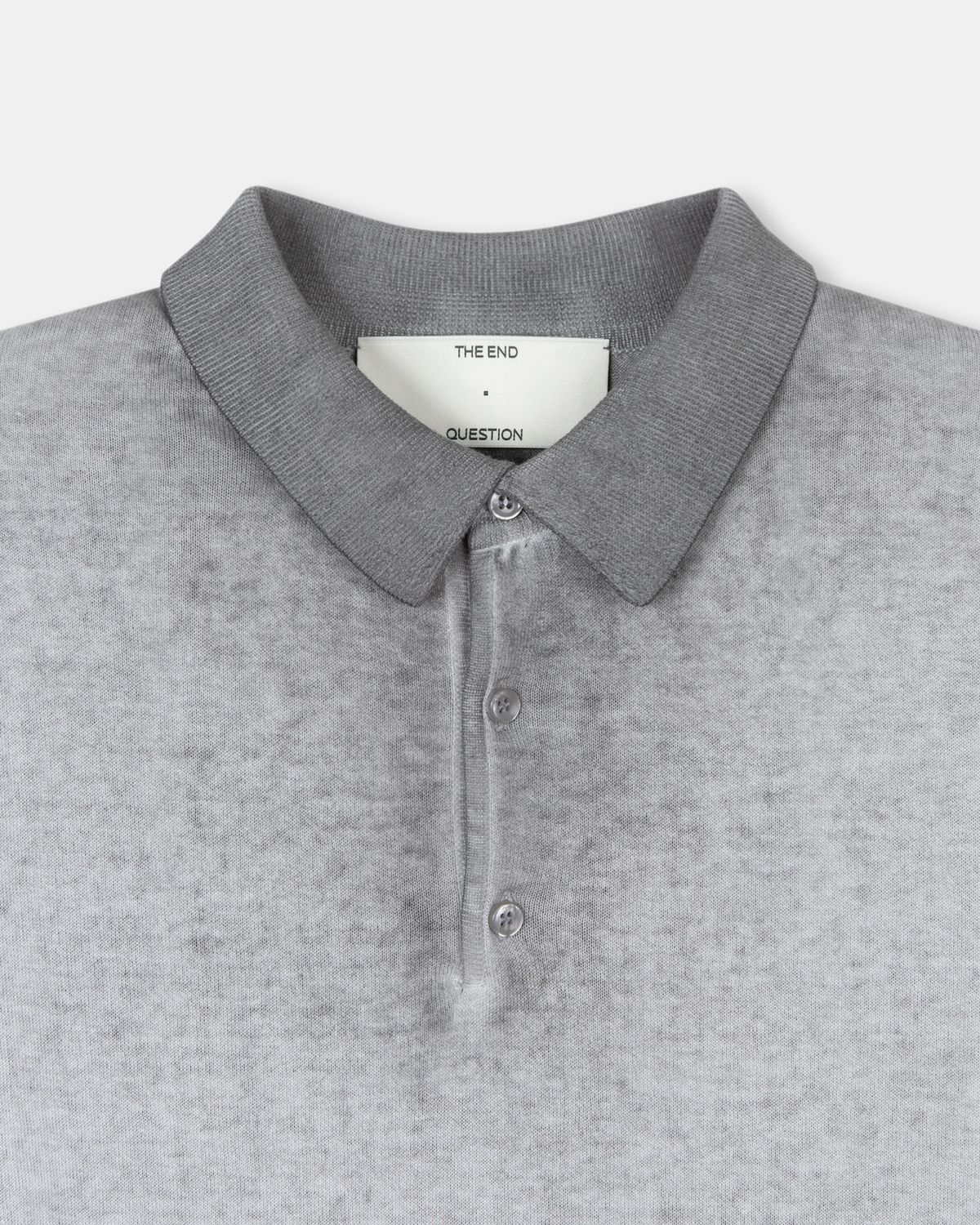 디앤드퀘스천(THEENDQUESTION) Dyeing washed collar knit top / GRAY