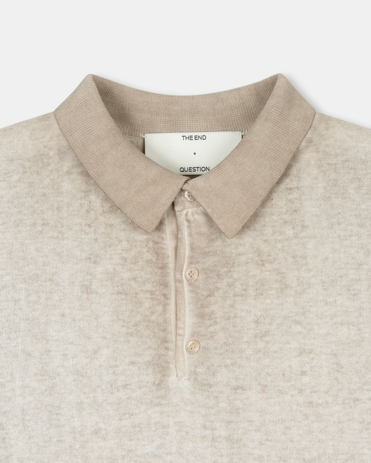 디앤드퀘스천(THEENDQUESTION) Dyeing washed collar knit top / BEIGE