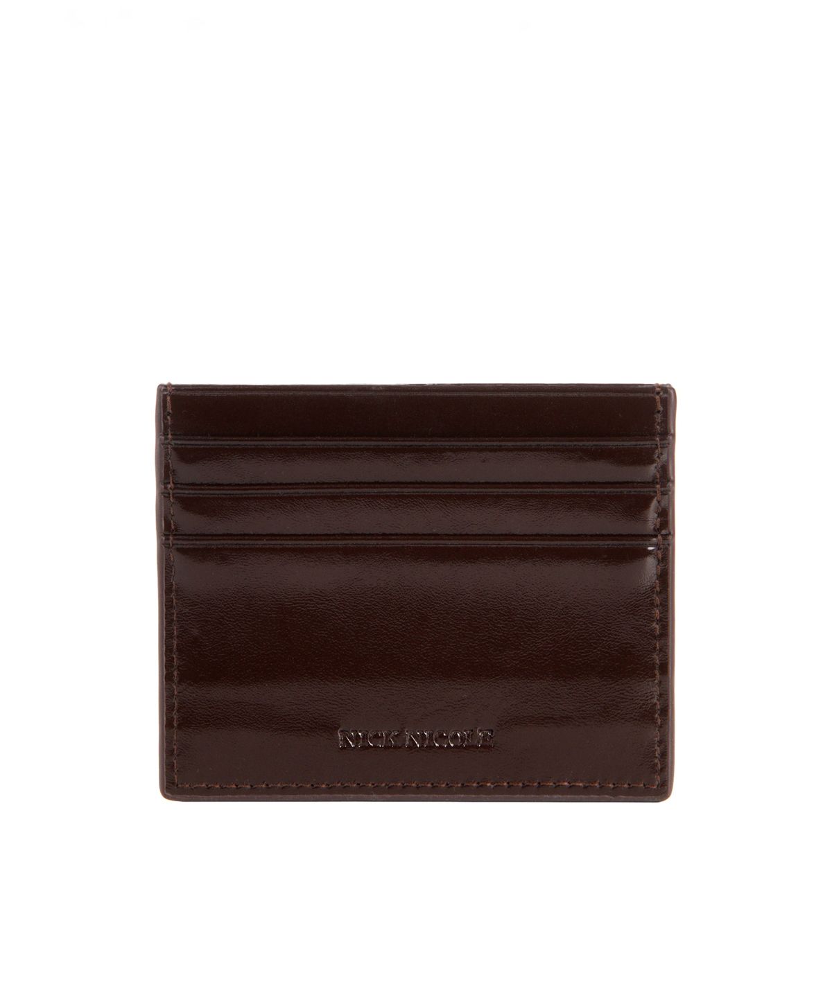 닉앤니콜(NICK&NICOLE) METAL RIVET LEATHER CARD WALLET_BROWN