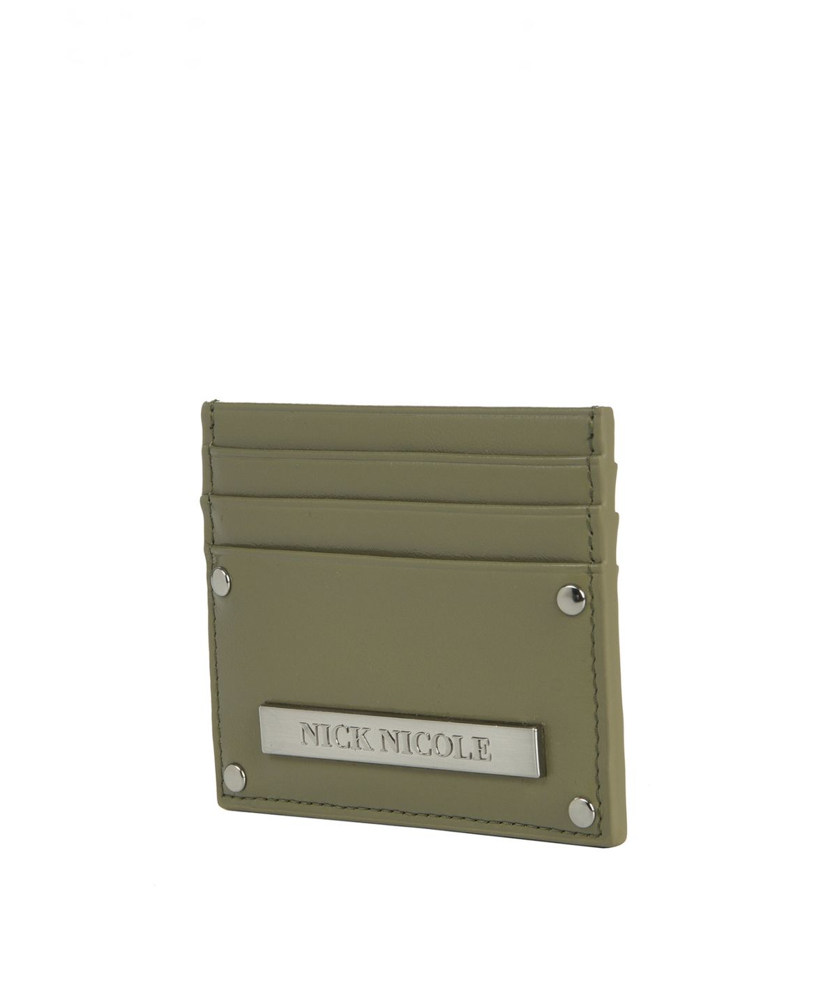 닉앤니콜(NICK&NICOLE) METAL RIVET LEATHER CARD WALLET_KHAKI