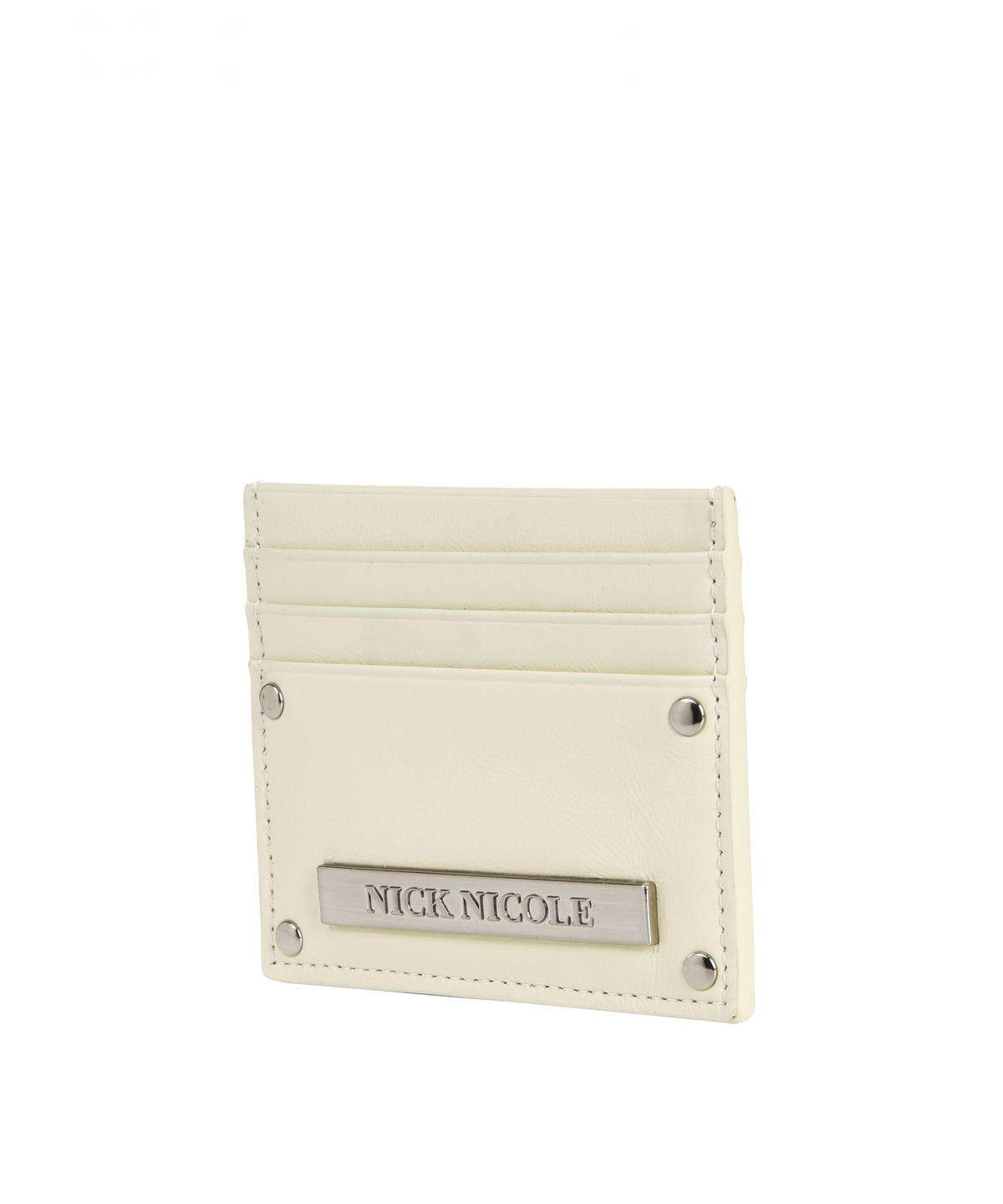 닉앤니콜(NICK&NICOLE) METAL RIVET LEATHER CARD WALLET_CREAM