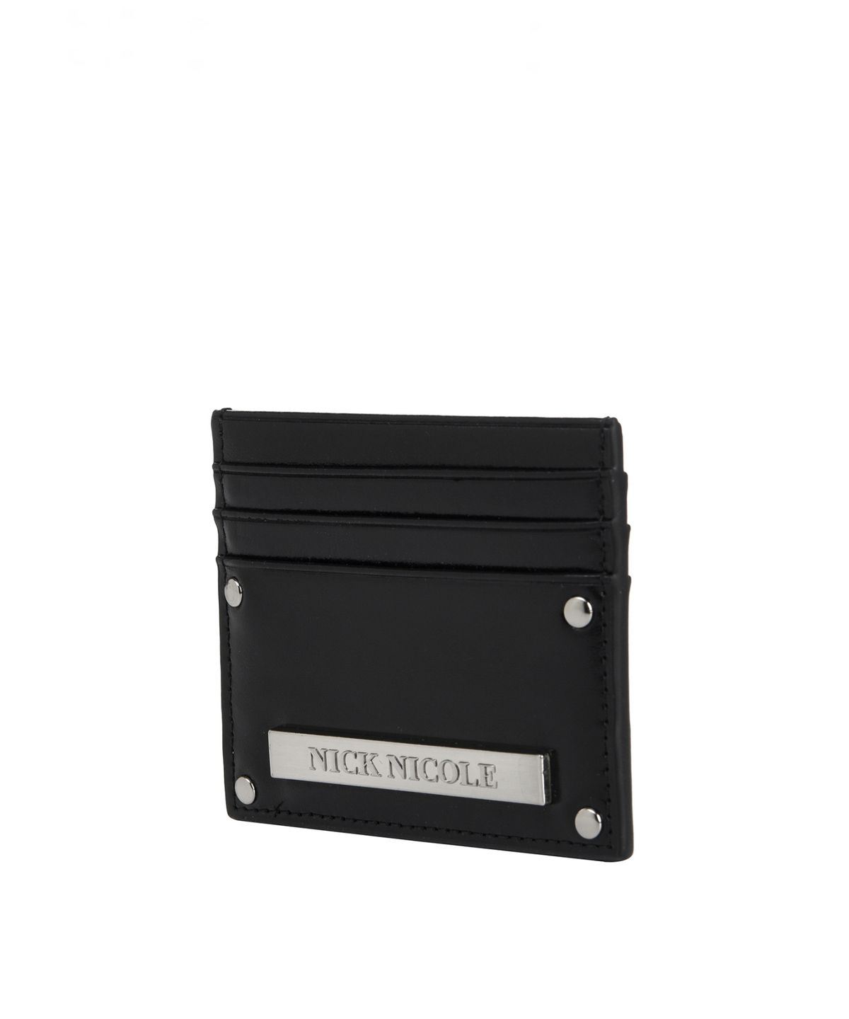 닉앤니콜(NICK&NICOLE) METAL RIVET LEATHER CARD WALLET_BLACK