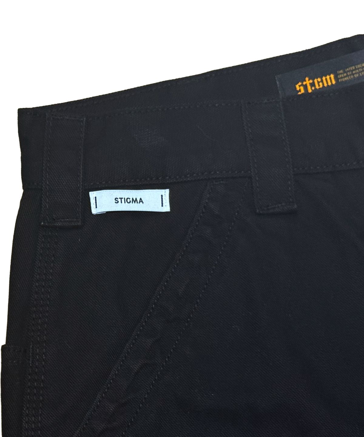 스티그마(STIGMA) WASHED CANVAS CARPENTER BERMUDA PANTS BLACK