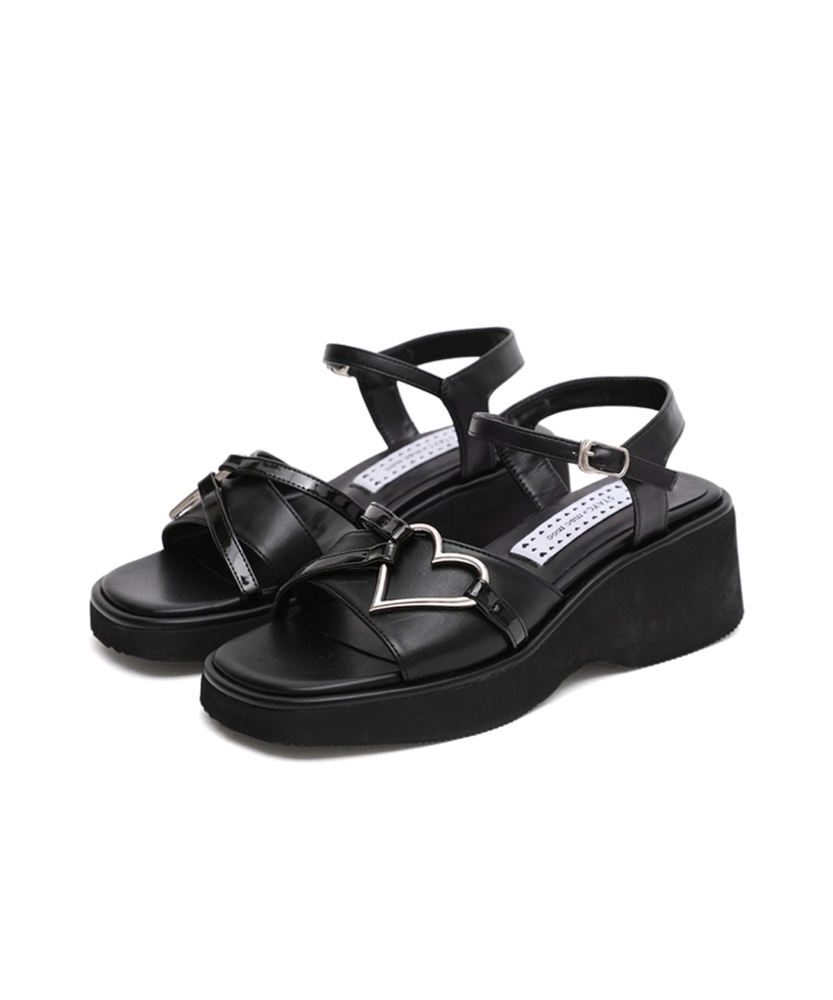 마크모크(MAC MOC) [STAYC] Haty 하티 플랫폼 하트포인트 샌들_Black (6cm)