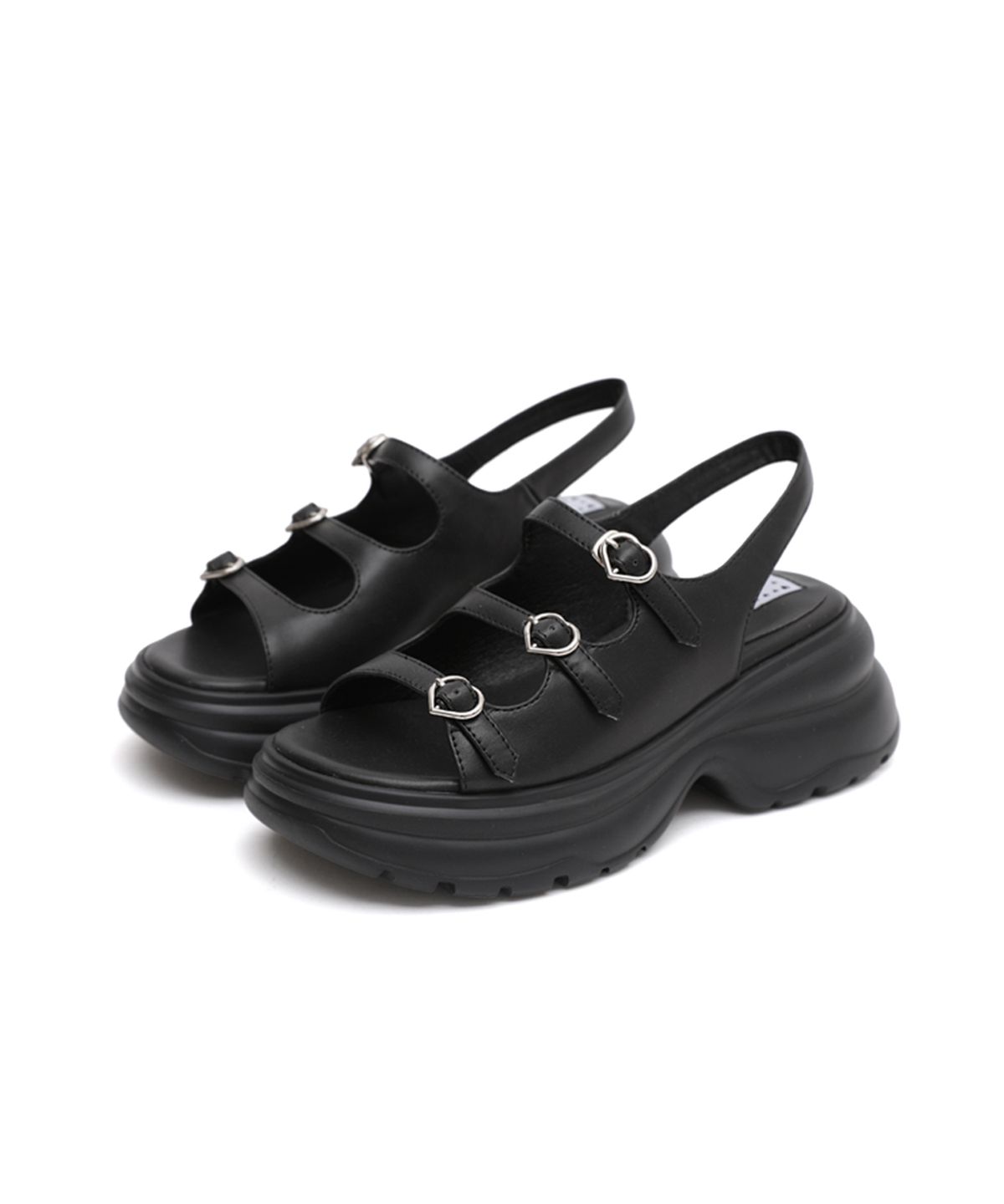 마크모크(MAC MOC) [STAYC] Glitz 글릿츠 플랫폼 하트장식 샌들_Black (7cm)