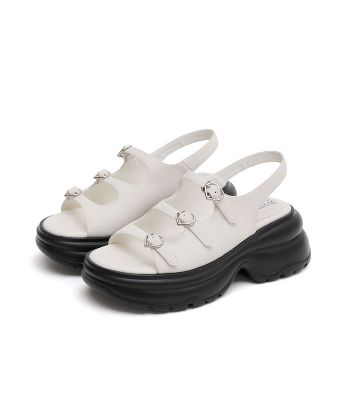 마크모크(MAC MOC) [STAYC] Glitz 글릿츠 플랫폼 하트장식 샌들_Cream (7cm)