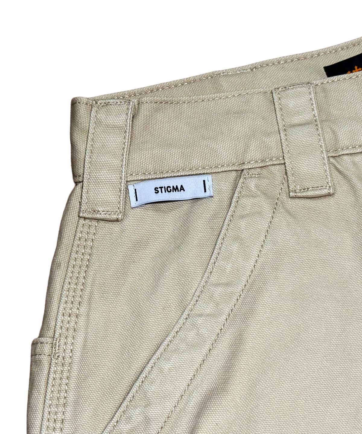 스티그마(STIGMA) WASHED CANVAS CARPENTER BERMUDA PANTS BEIGE