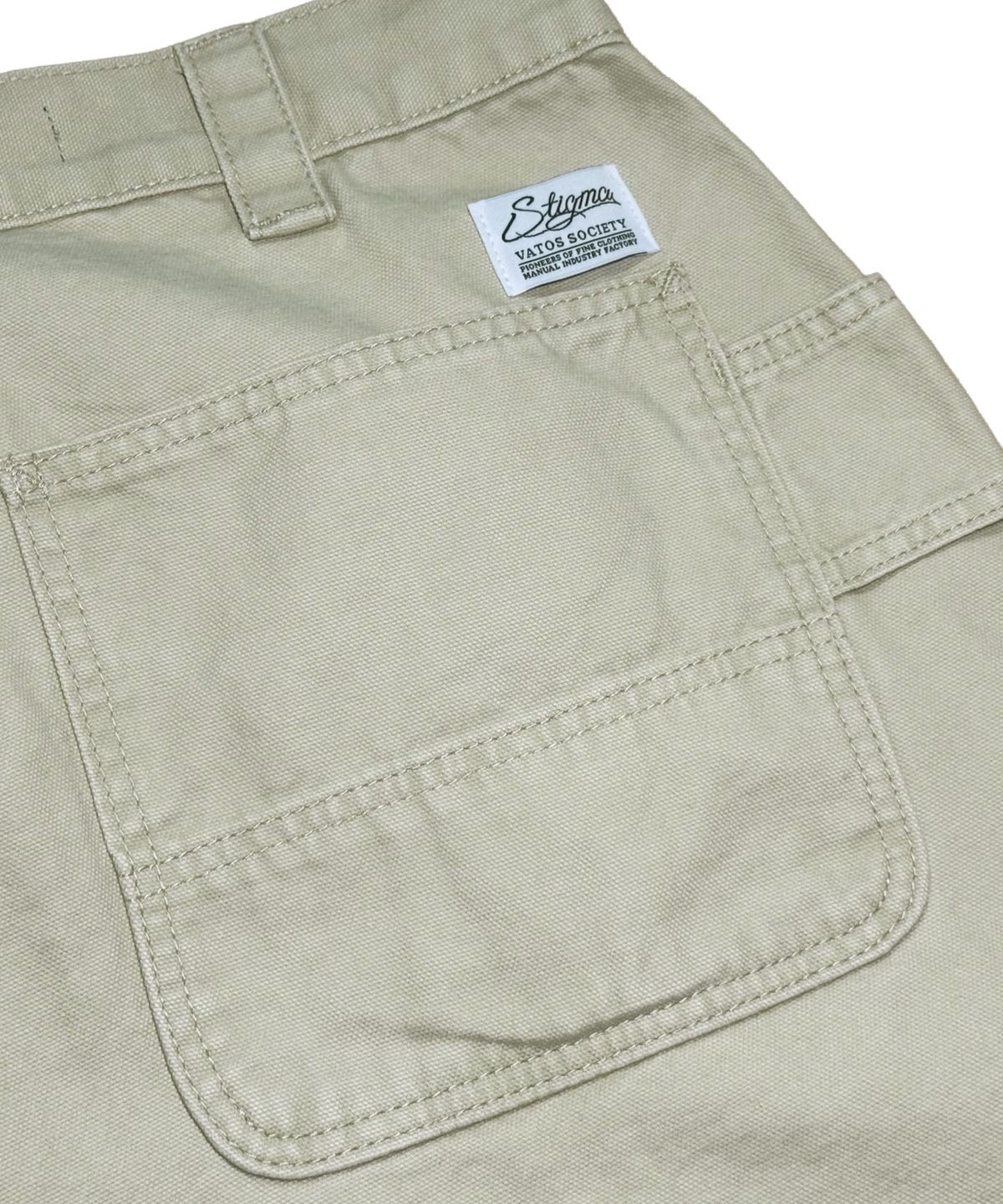 스티그마(STIGMA) WASHED CANVAS CARPENTER BERMUDA PANTS BEIGE