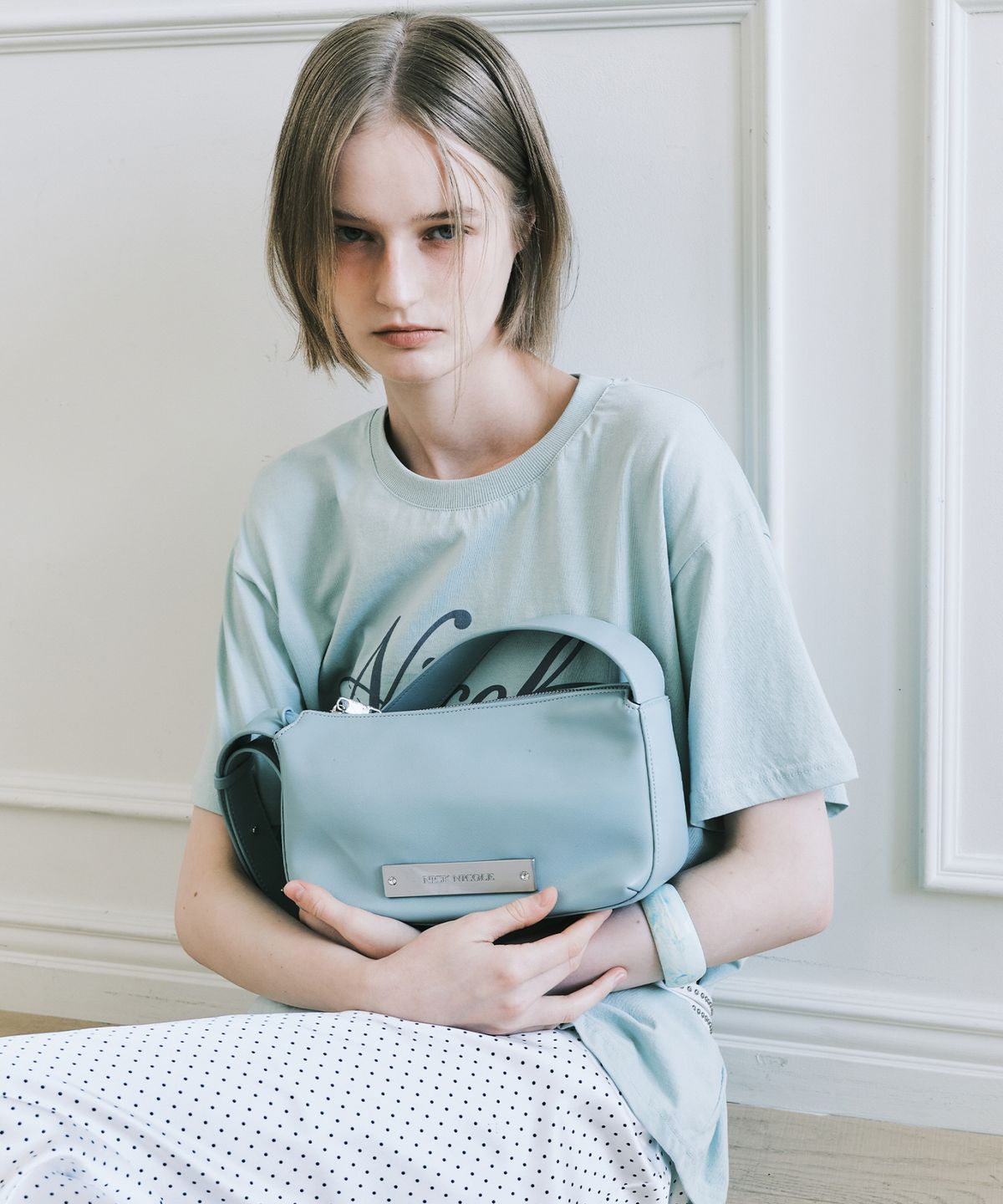 닉앤니콜(NICK&NICOLE) CRYSTAL POUND LEATHER BAG_MINT