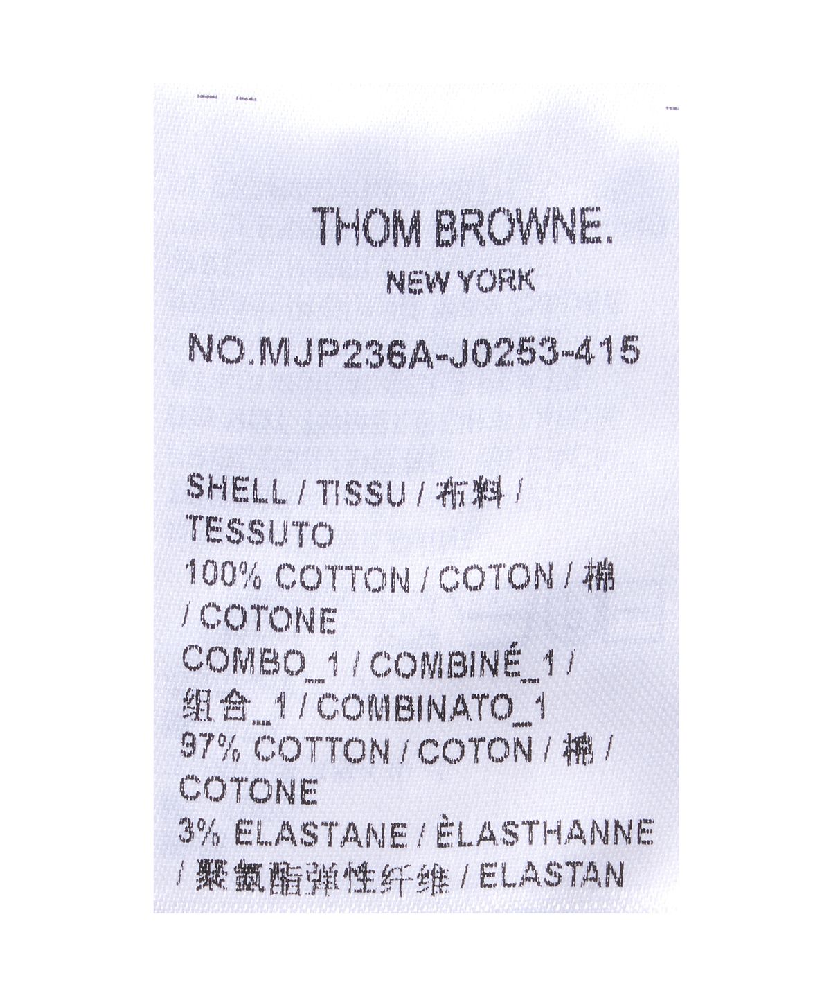 톰 브라운(THOM BROWNE) 가먼트 오버다이 저지 4-바 반소매 폴로 셔츠 - 네이비 / MJP236AJ0253415
