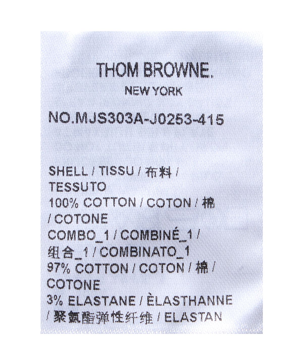 톰 브라운(THOM BROWNE) 코튼 저지 4-바 반소매 폴로 셔츠 - 네이비 / MJS303AJ0253415