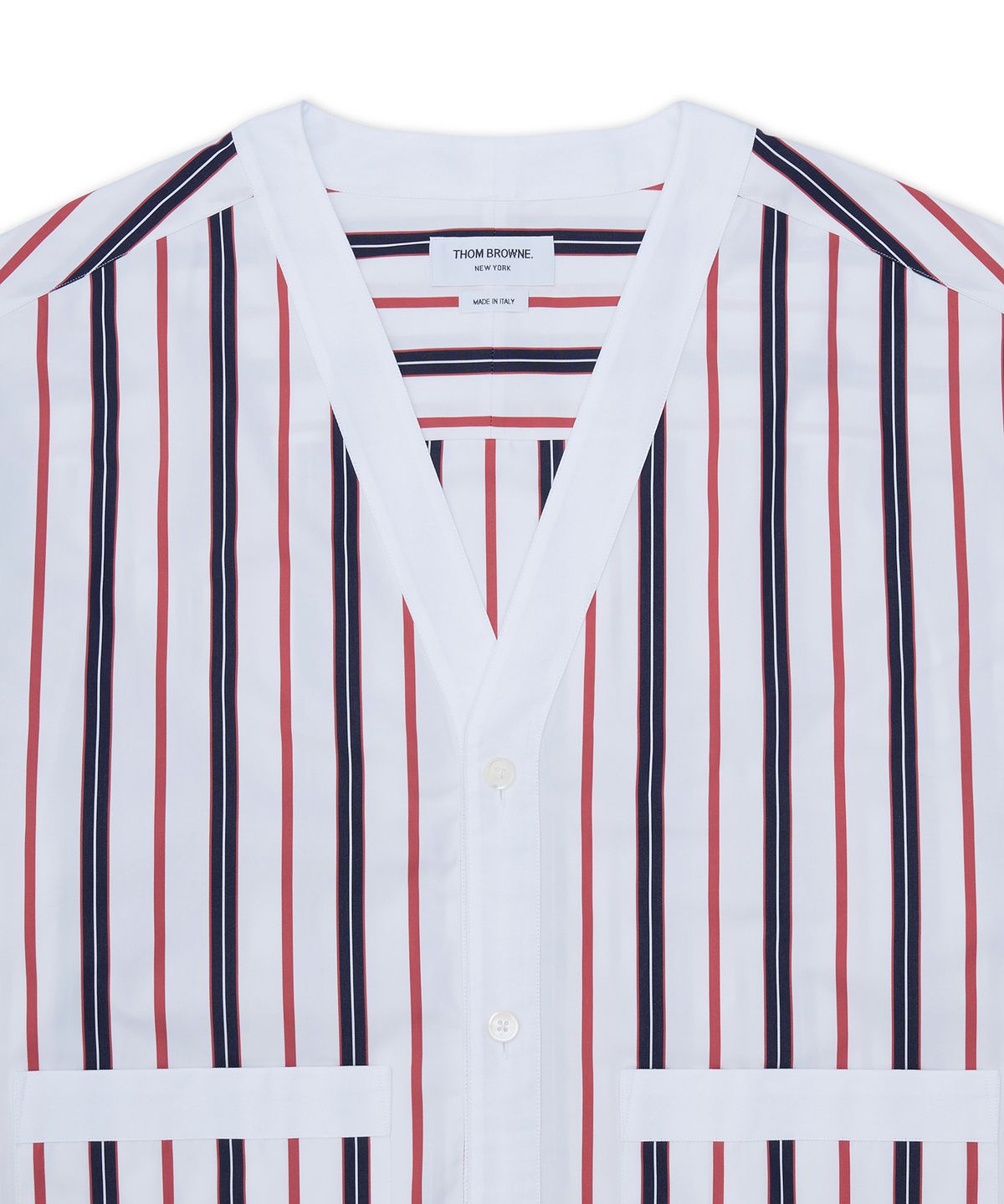 톰 브라운(THOM BROWNE) 바리에이티드 렙 스트라이프 포플린 콤보 롱슬리브 가디건 - 믹스 / MWL436CF1152960