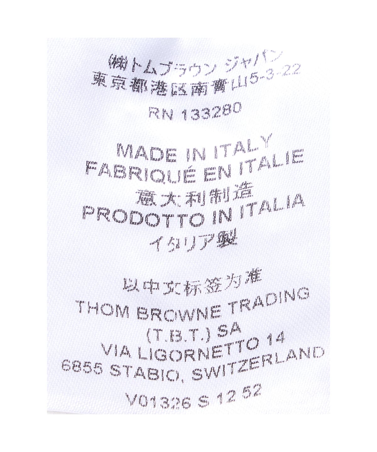 톰 브라운(THOM BROWNE) RWB 스트라이프 코튼 베이비 래더 케이블 브이넥 일롱게이티드 가디건 - 네이비 / FKC706AY3014415