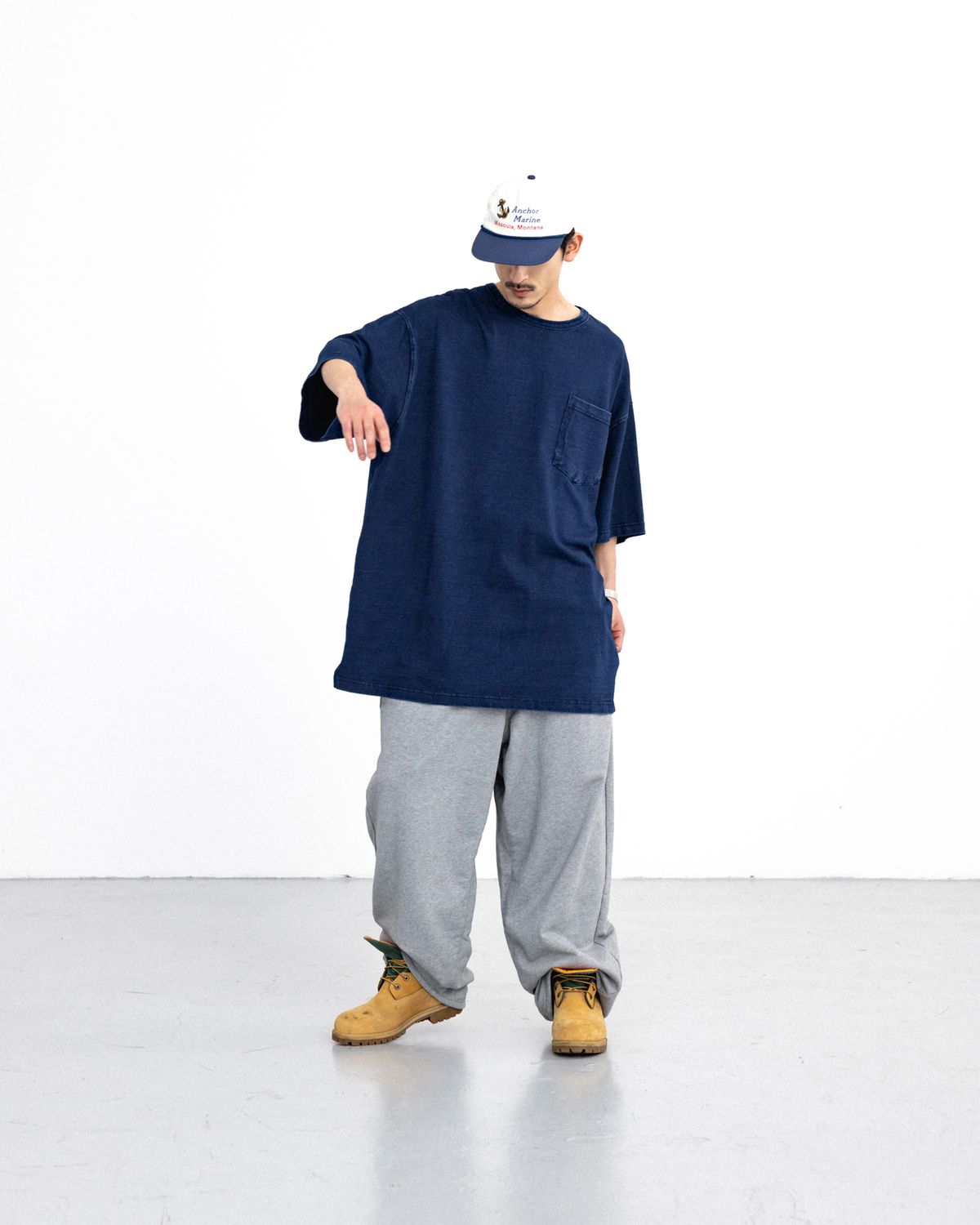 앵글런(ANGLAN) Essential Big Half Tee - Indigo
