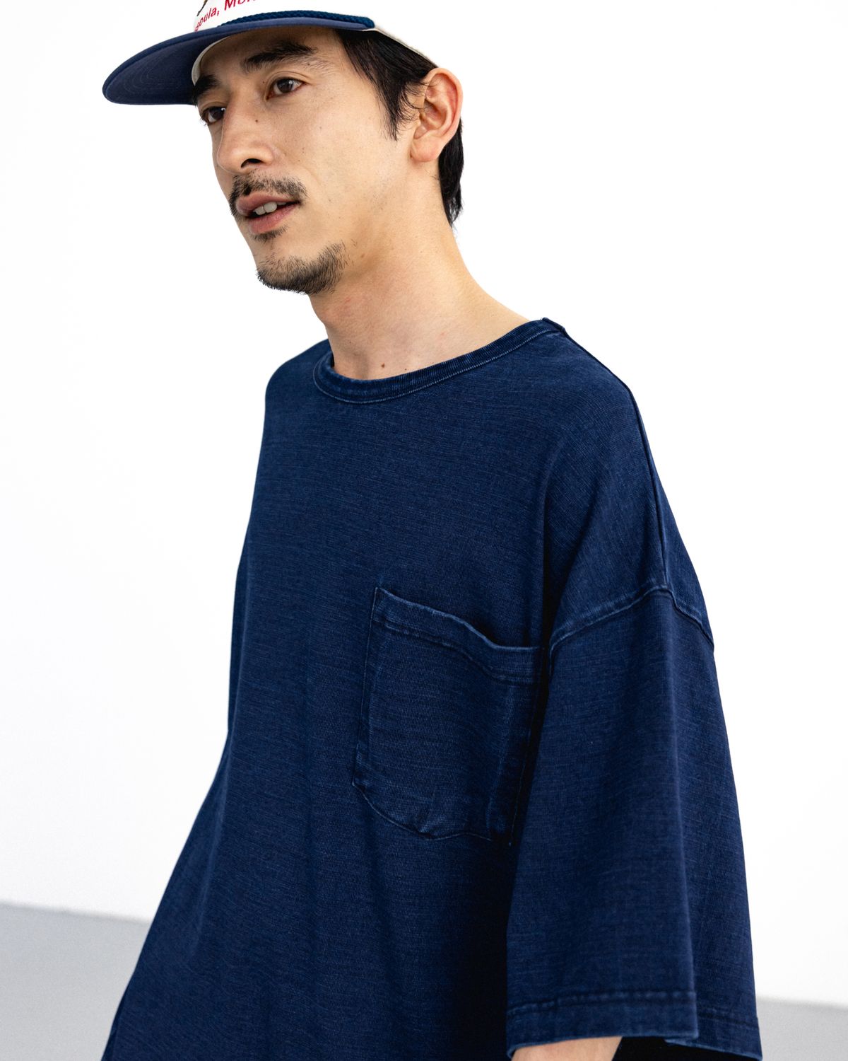 앵글런(ANGLAN) Essential Big Half Tee - Indigo
